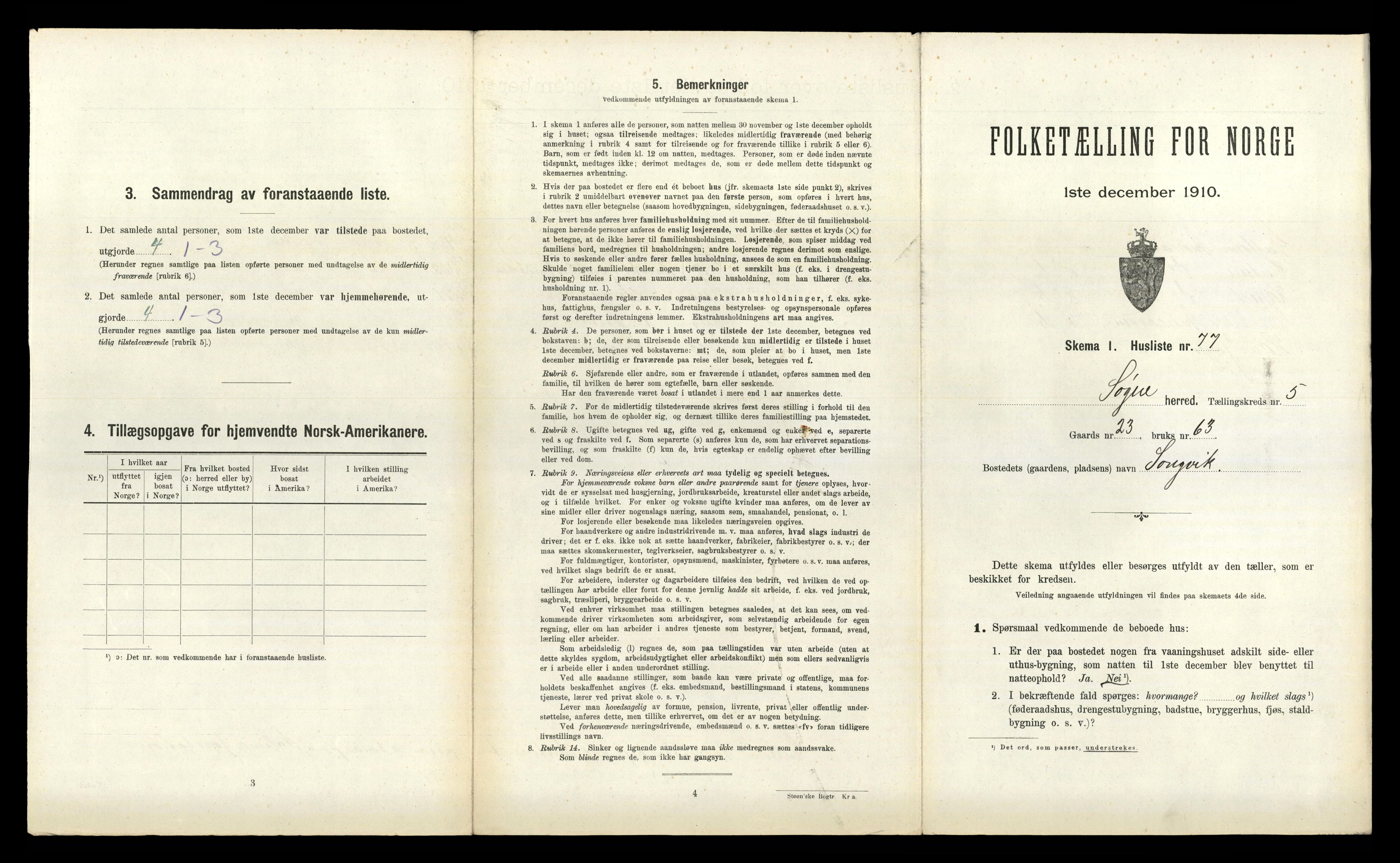 RA, Folketelling 1910 for 1018 Søgne herred, 1910, s. 484