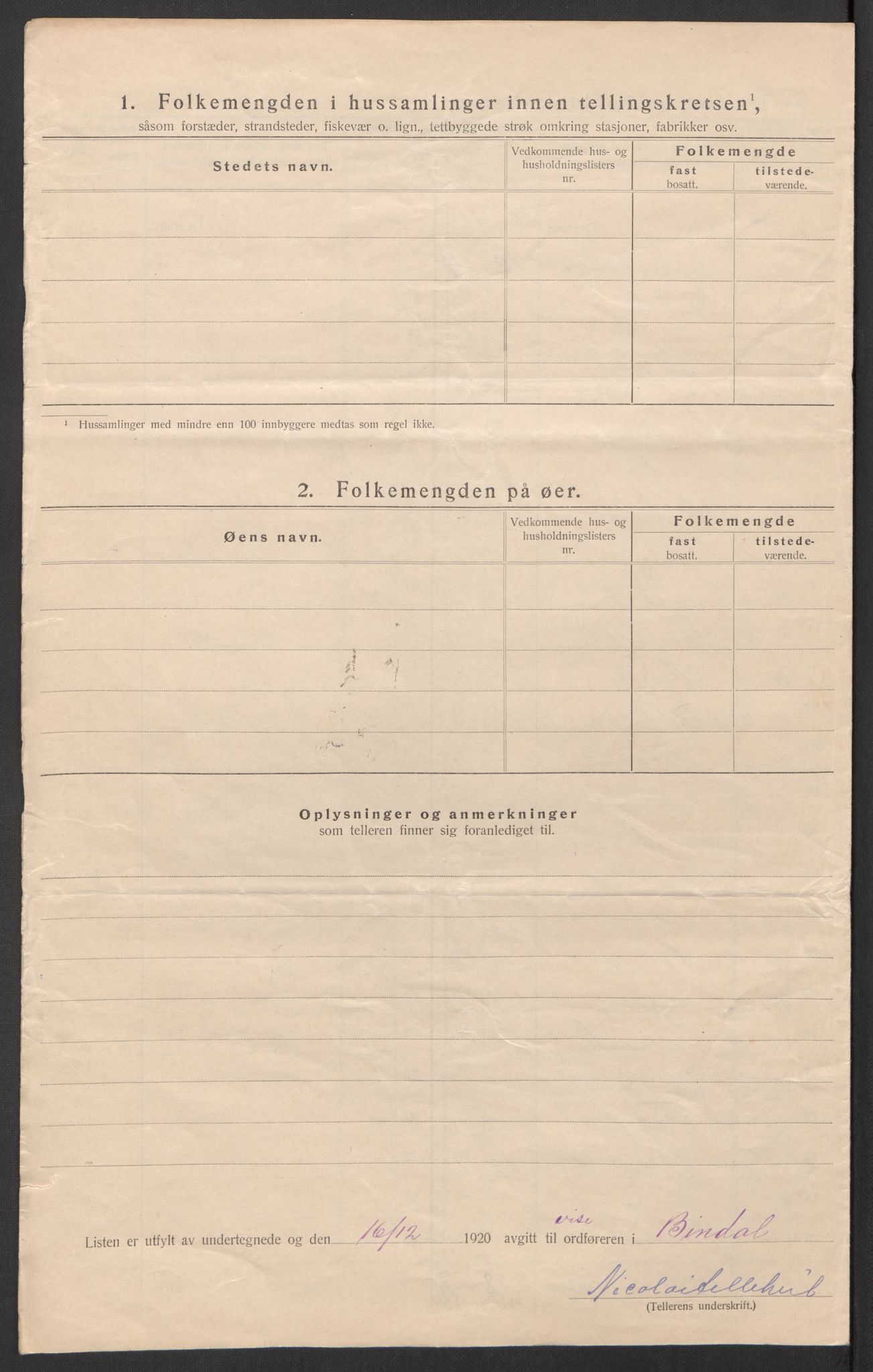 SAT, Folketelling 1920 for 1811 Bindal herred, 1920, s. 12