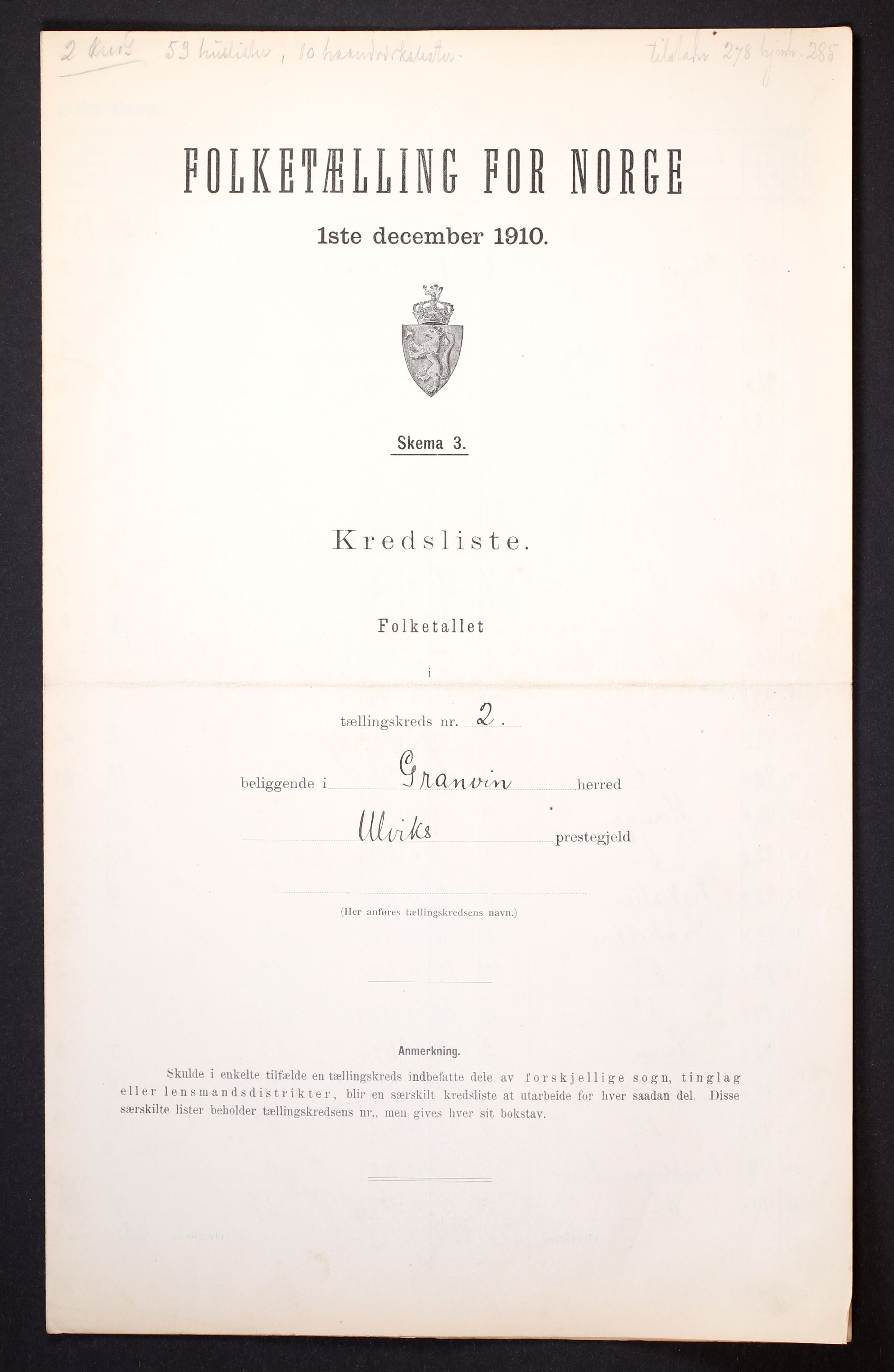 RA, Folketelling 1910 for 1234 Granvin herred, 1910, s. 7