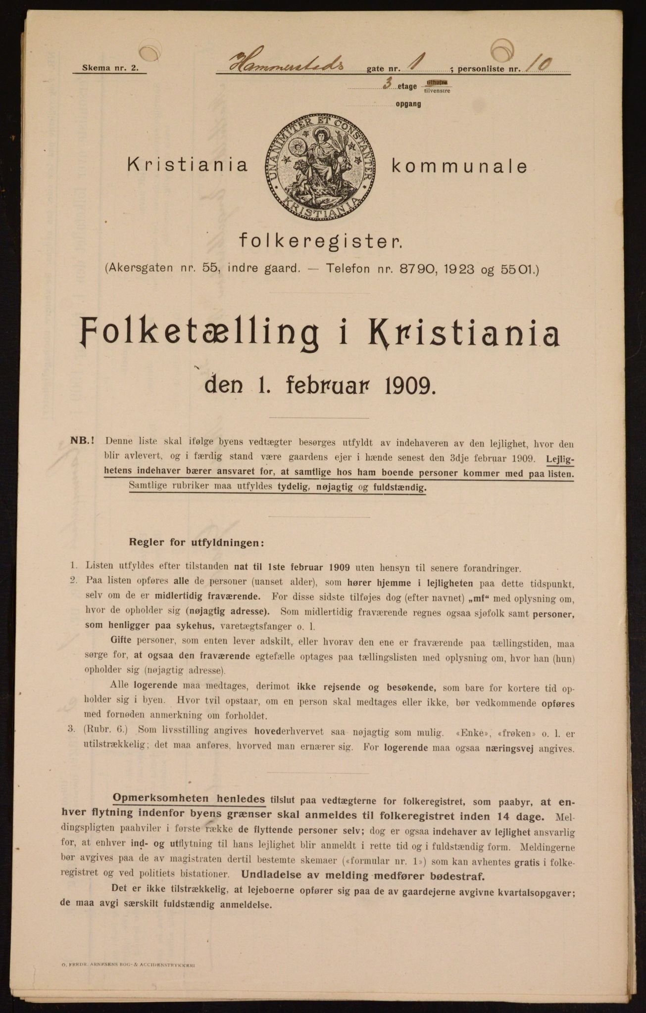 OBA, Kommunal folketelling 1.2.1909 for Kristiania kjøpstad, 1909, s. 31275