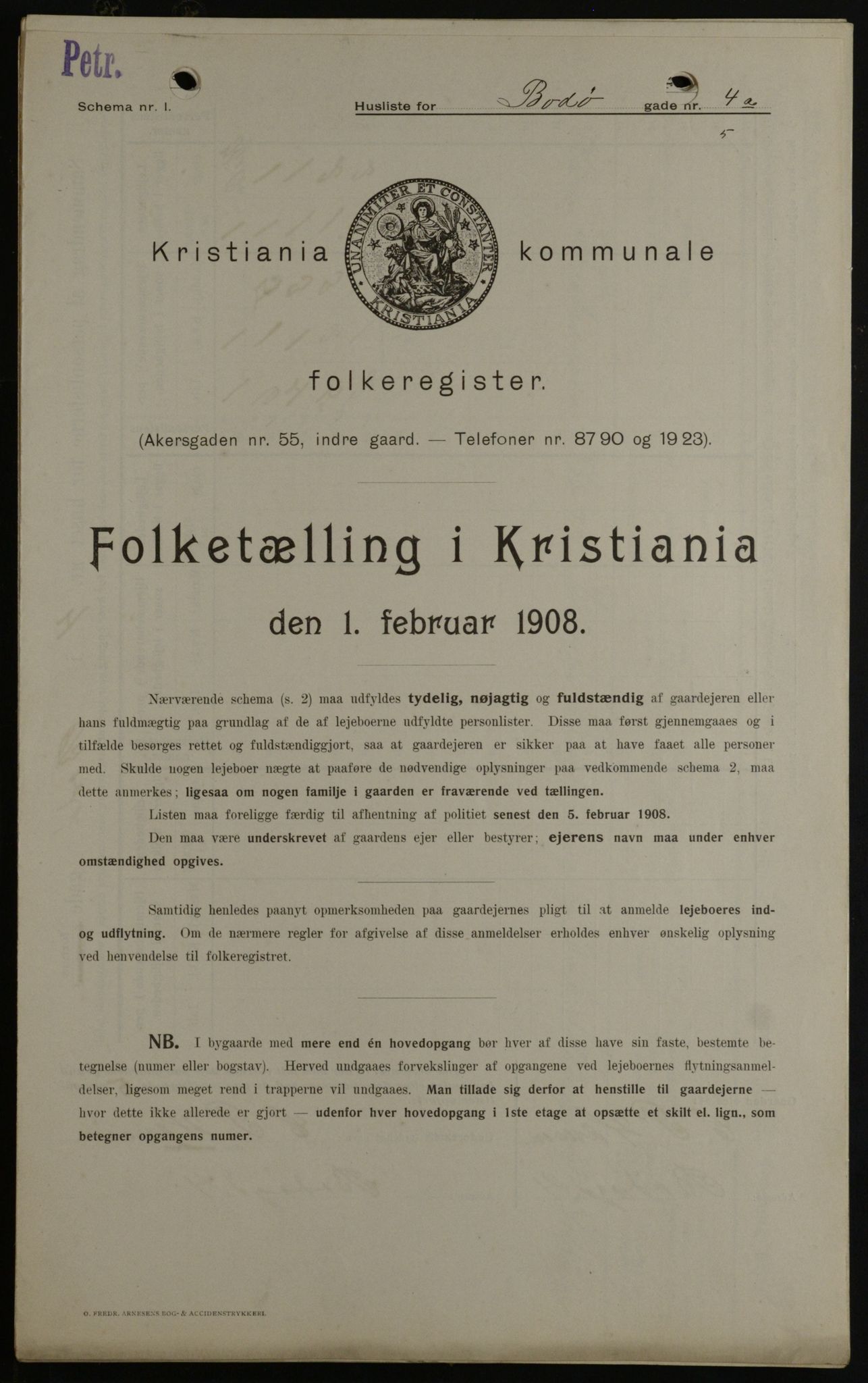 OBA, Kommunal folketelling 1.2.1908 for Kristiania kjøpstad, 1908, s. 6539