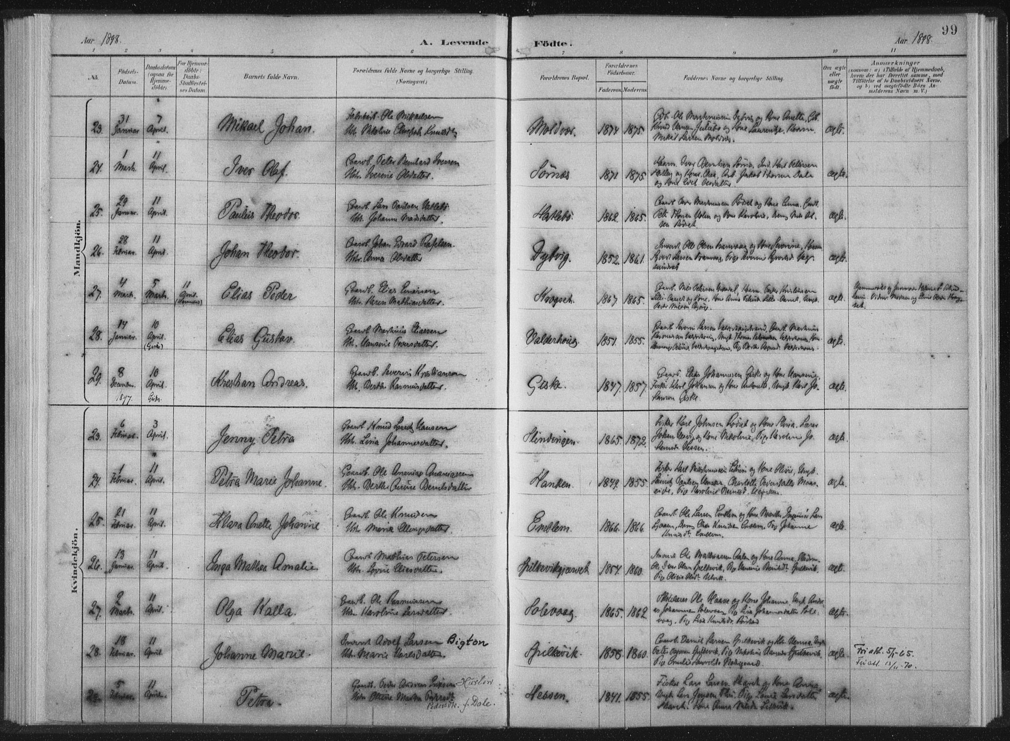 Ministerialprotokoller, klokkerbøker og fødselsregistre - Møre og Romsdal, AV/SAT-A-1454/528/L0405: Ministerialbok nr. 528A14, 1891-1906, s. 99