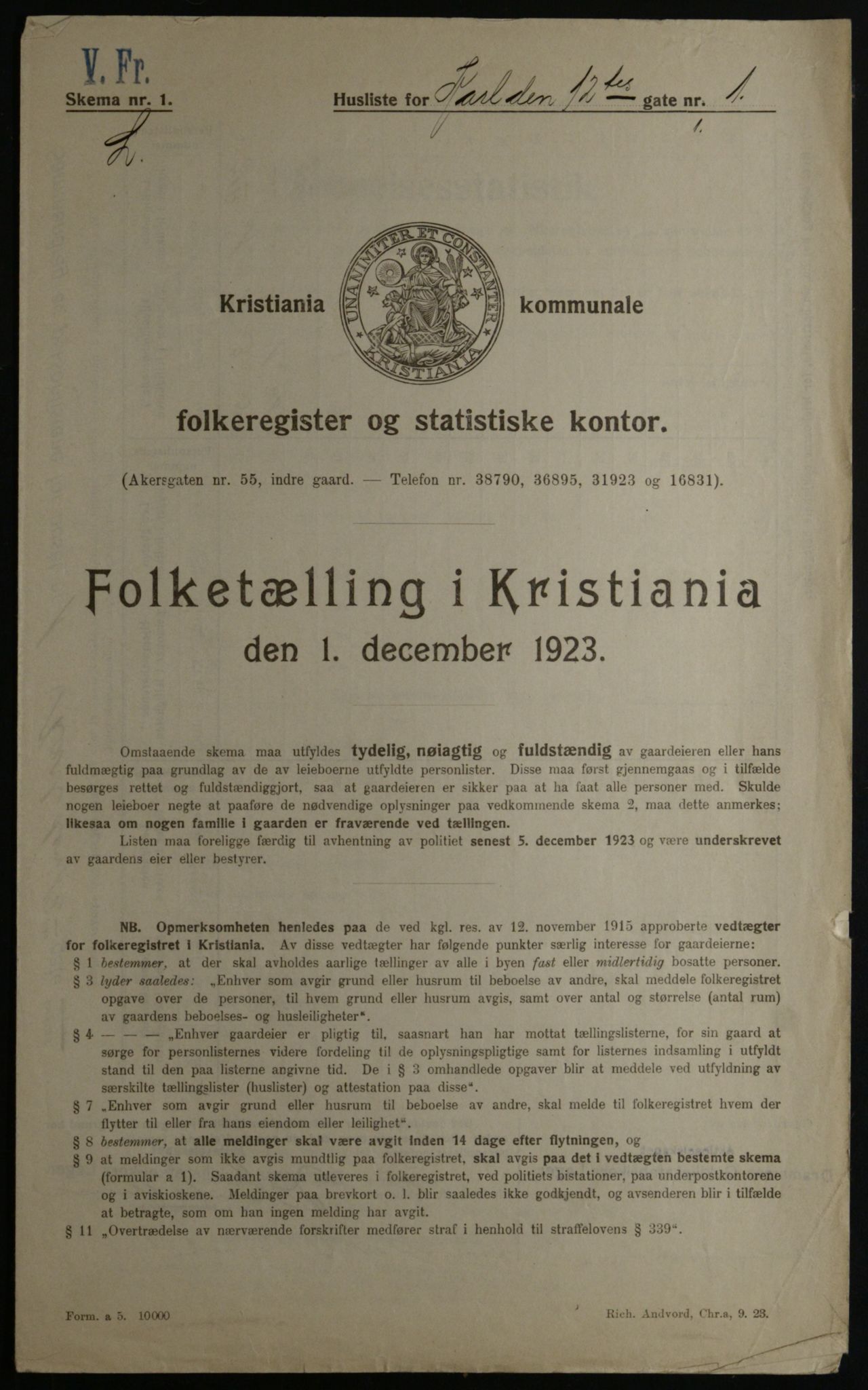 OBA, Kommunal folketelling 1.12.1923 for Kristiania, 1923, s. 53980