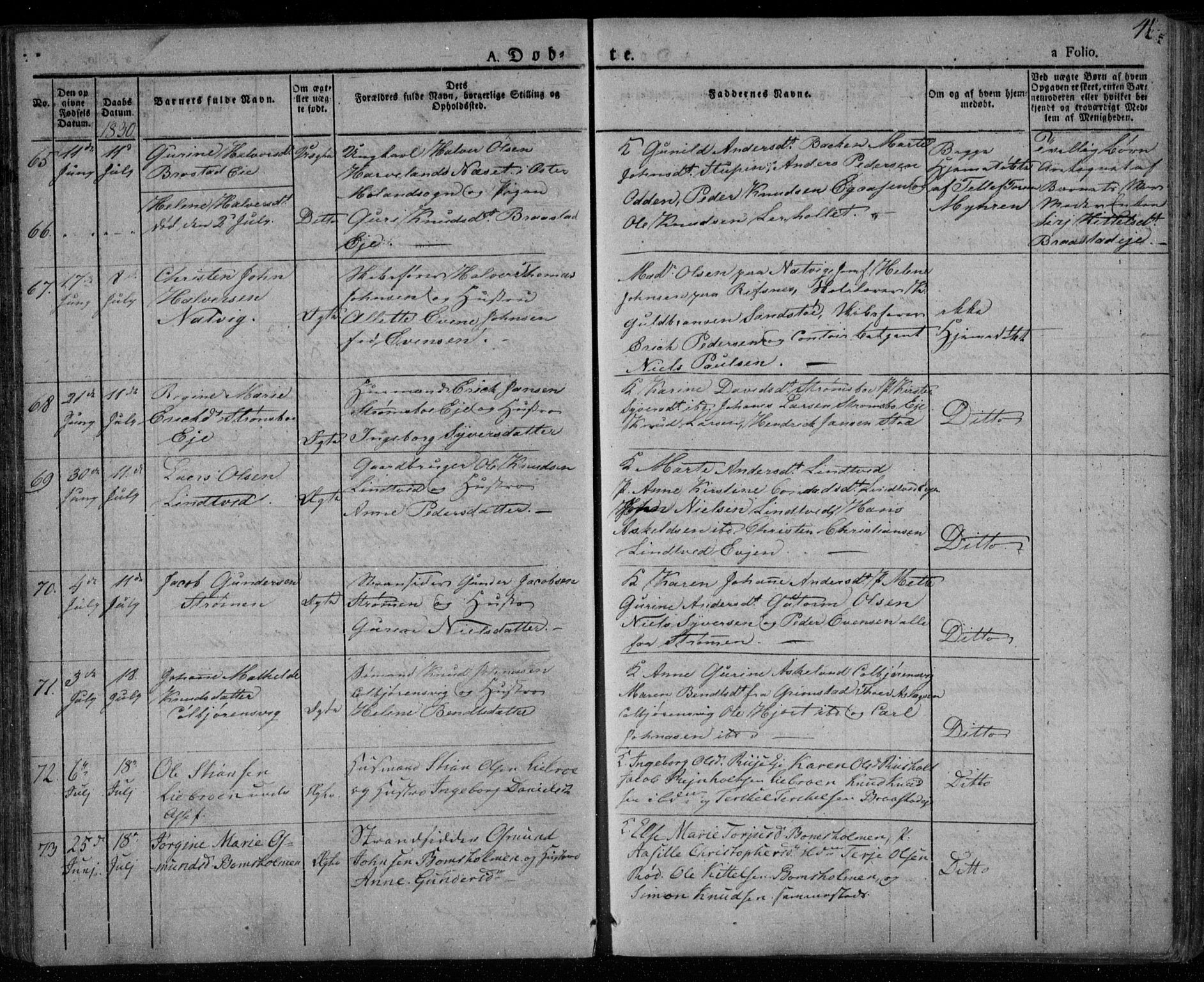 Øyestad sokneprestkontor, AV/SAK-1111-0049/F/Fa/L0013: Ministerialbok nr. A 13, 1827-1842, s. 46