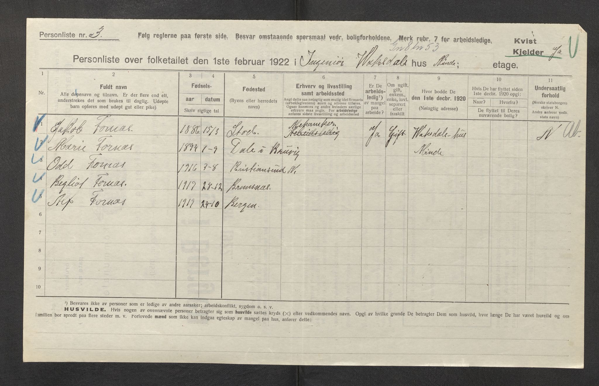 SAB, Kommunal folketelling 1922 for Bergen kjøpstad, 1922, s. 59570