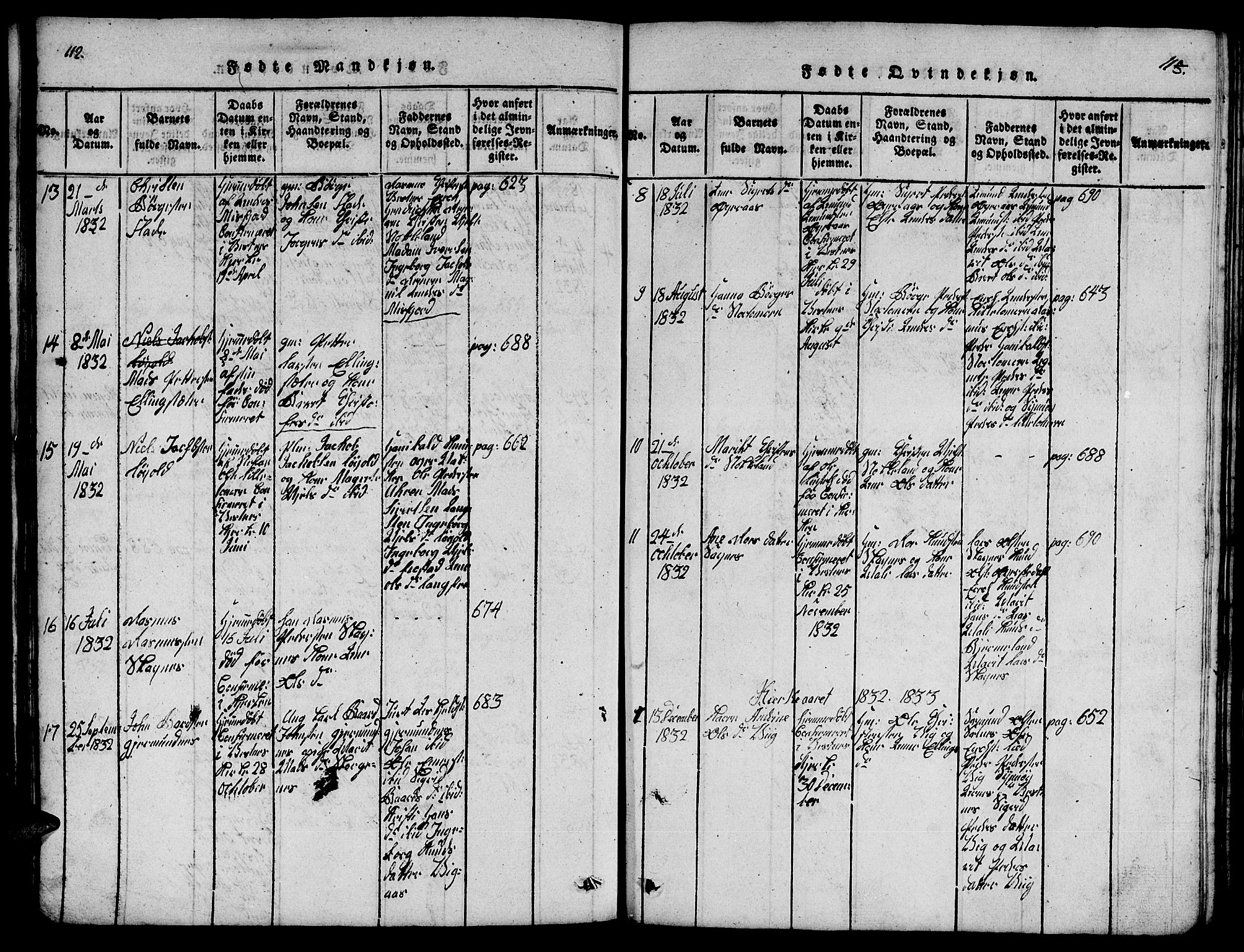 Ministerialprotokoller, klokkerbøker og fødselsregistre - Møre og Romsdal, AV/SAT-A-1454/539/L0535: Klokkerbok nr. 539C01, 1818-1842, s. 112-113