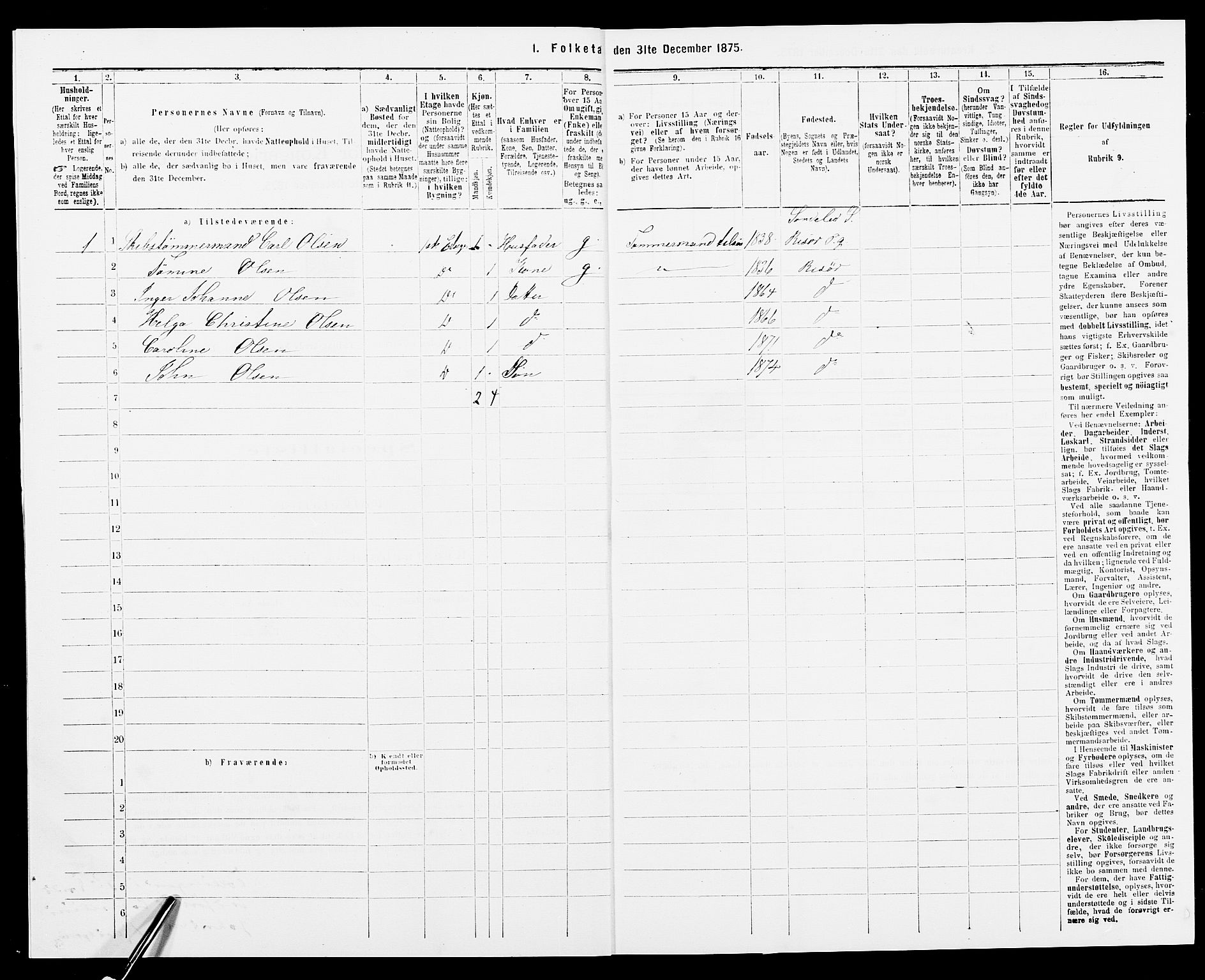 SAK, Folketelling 1875 for 0901B Risør prestegjeld, Risør kjøpstad, 1875, s. 315