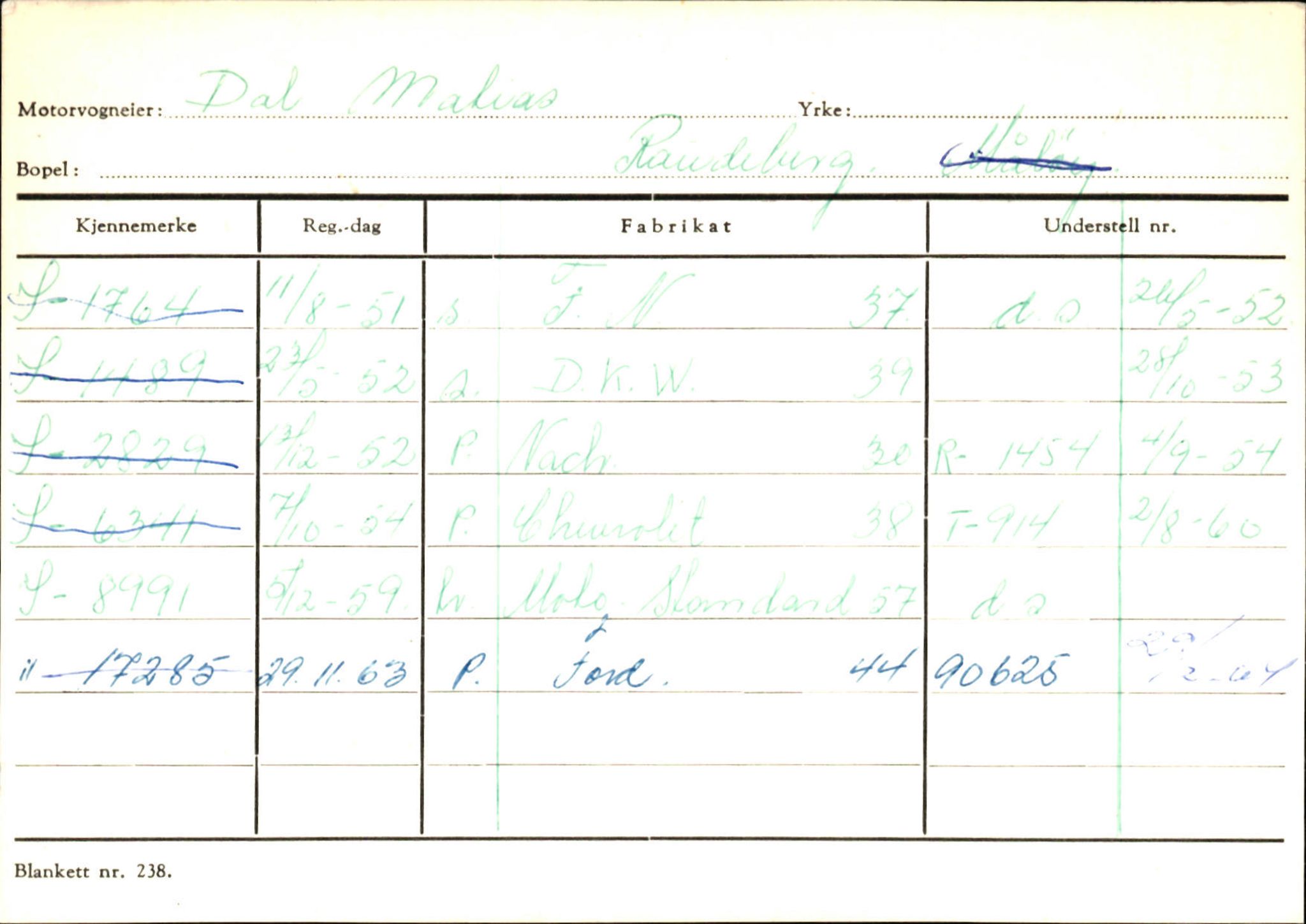 Statens vegvesen, Sogn og Fjordane vegkontor, SAB/A-5301/4/F/L0144: Registerkort Vågsøy A-R, 1945-1975, s. 347