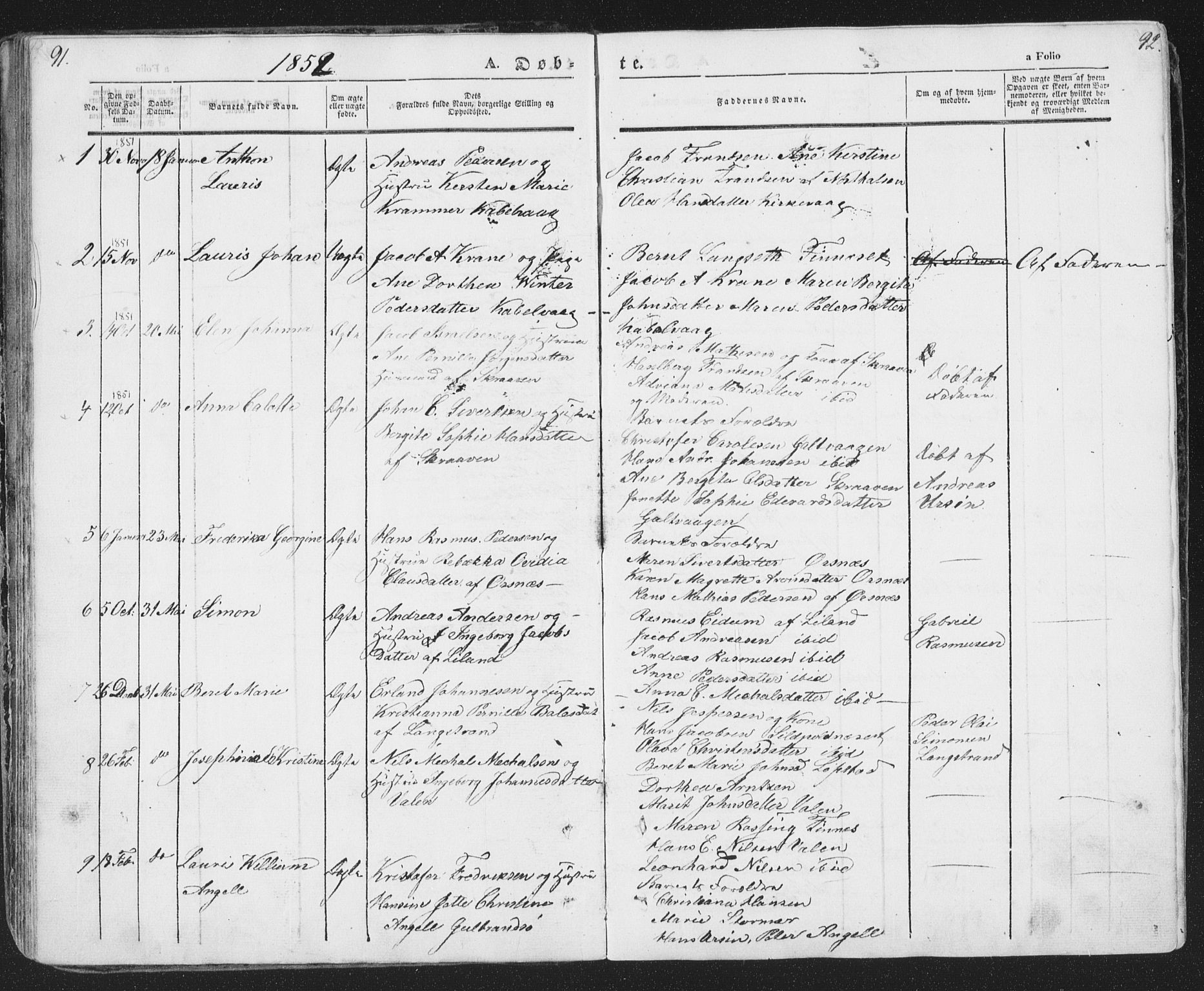 Ministerialprotokoller, klokkerbøker og fødselsregistre - Nordland, SAT/A-1459/874/L1072: Klokkerbok nr. 874C01, 1843-1859, s. 91-92