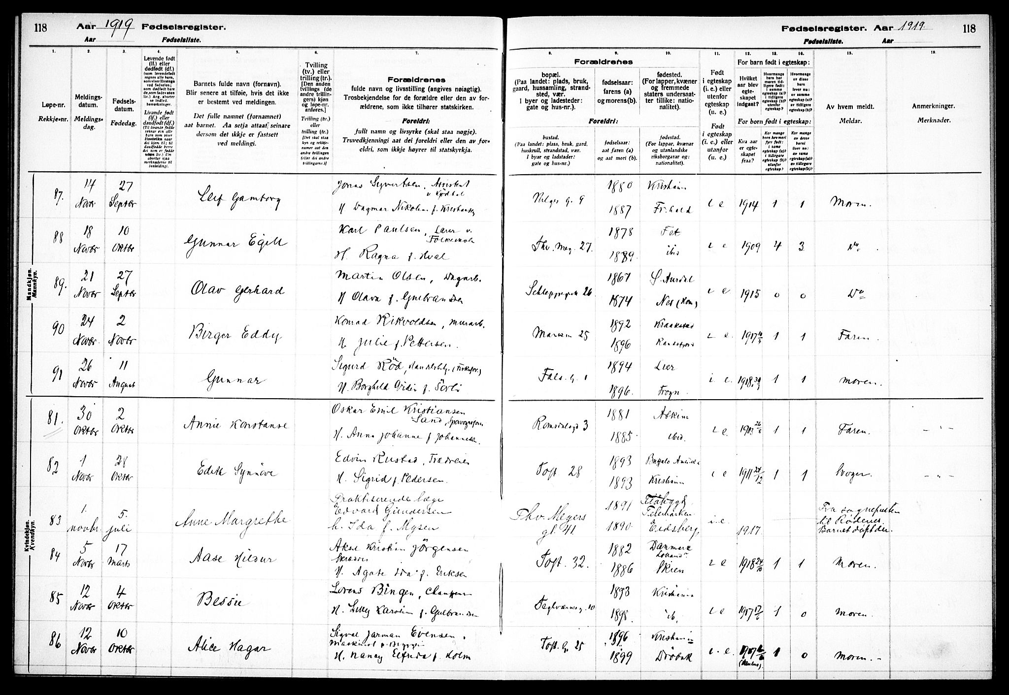 Paulus prestekontor Kirkebøker, AV/SAO-A-10871/J/Ja/L0001: Fødselsregister nr. 1, 1916-1923, s. 118