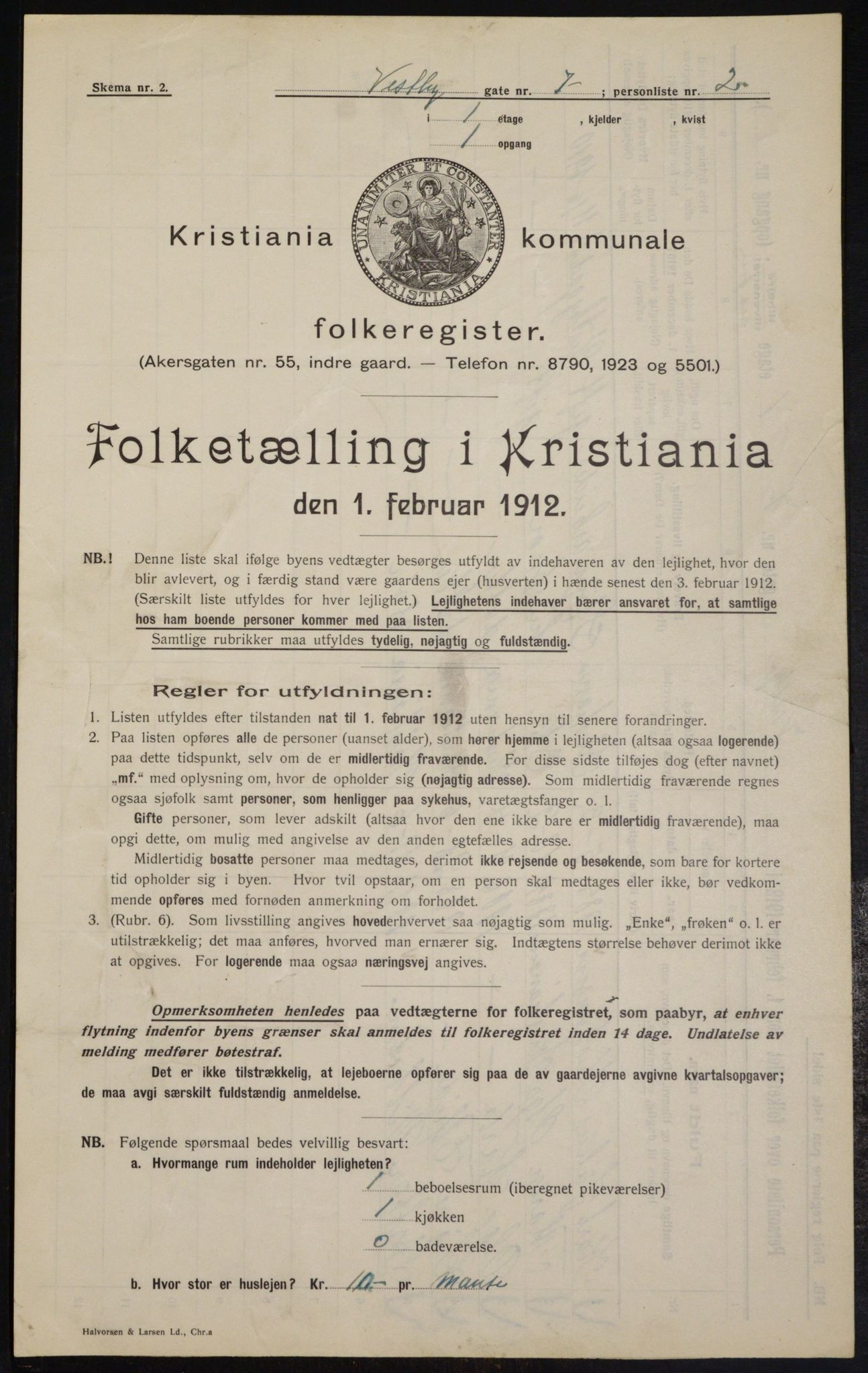 OBA, Kommunal folketelling 1.2.1912 for Kristiania, 1912, s. 122305