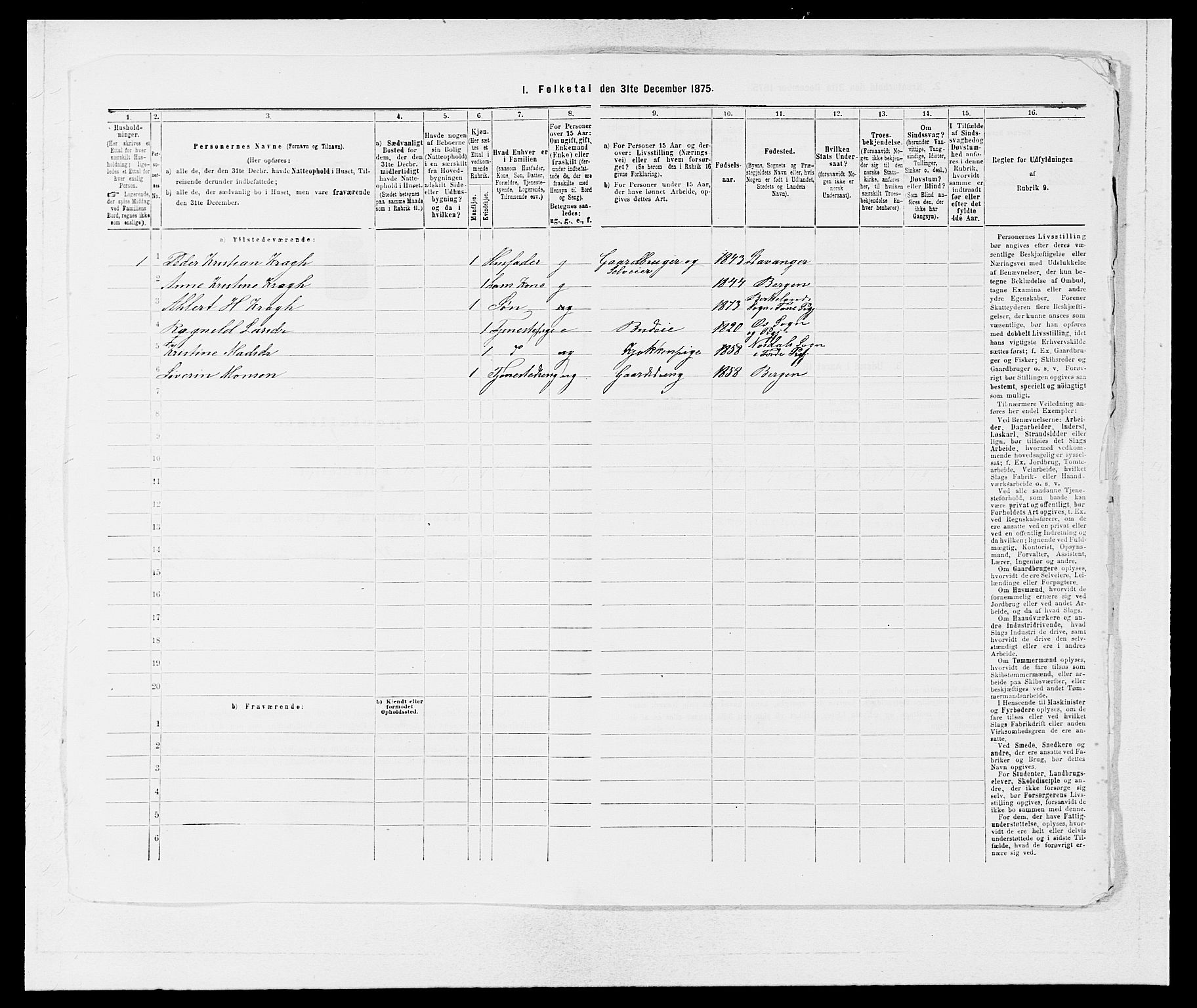 SAB, Folketelling 1875 for 1249P Fana prestegjeld, 1875, s. 154