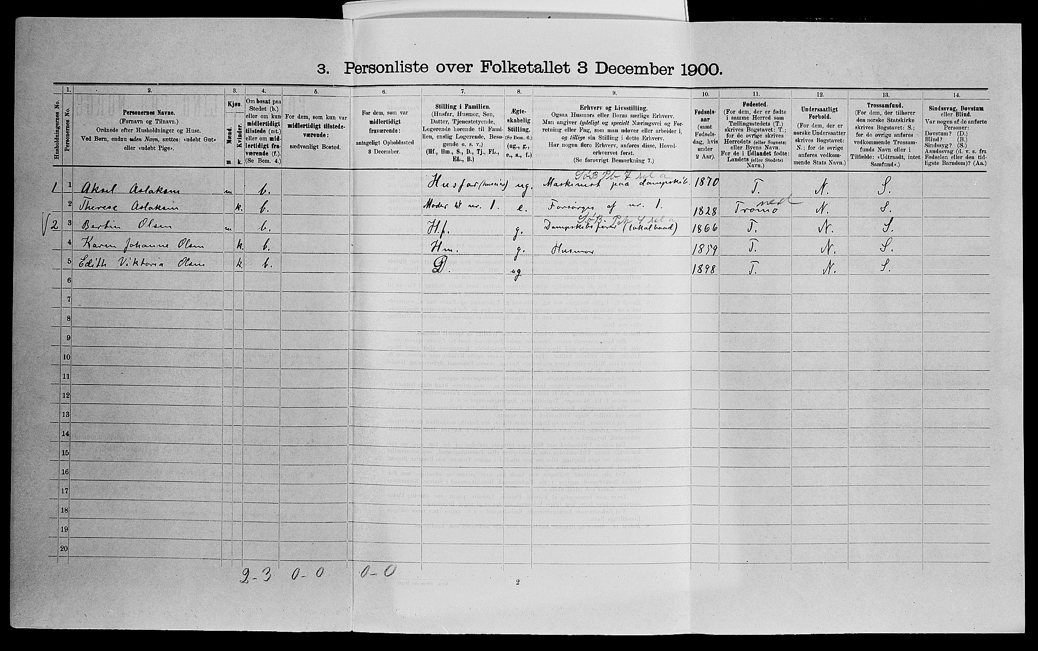 SAK, Folketelling 1900 for 0922 Hisøy herred, 1900, s. 328