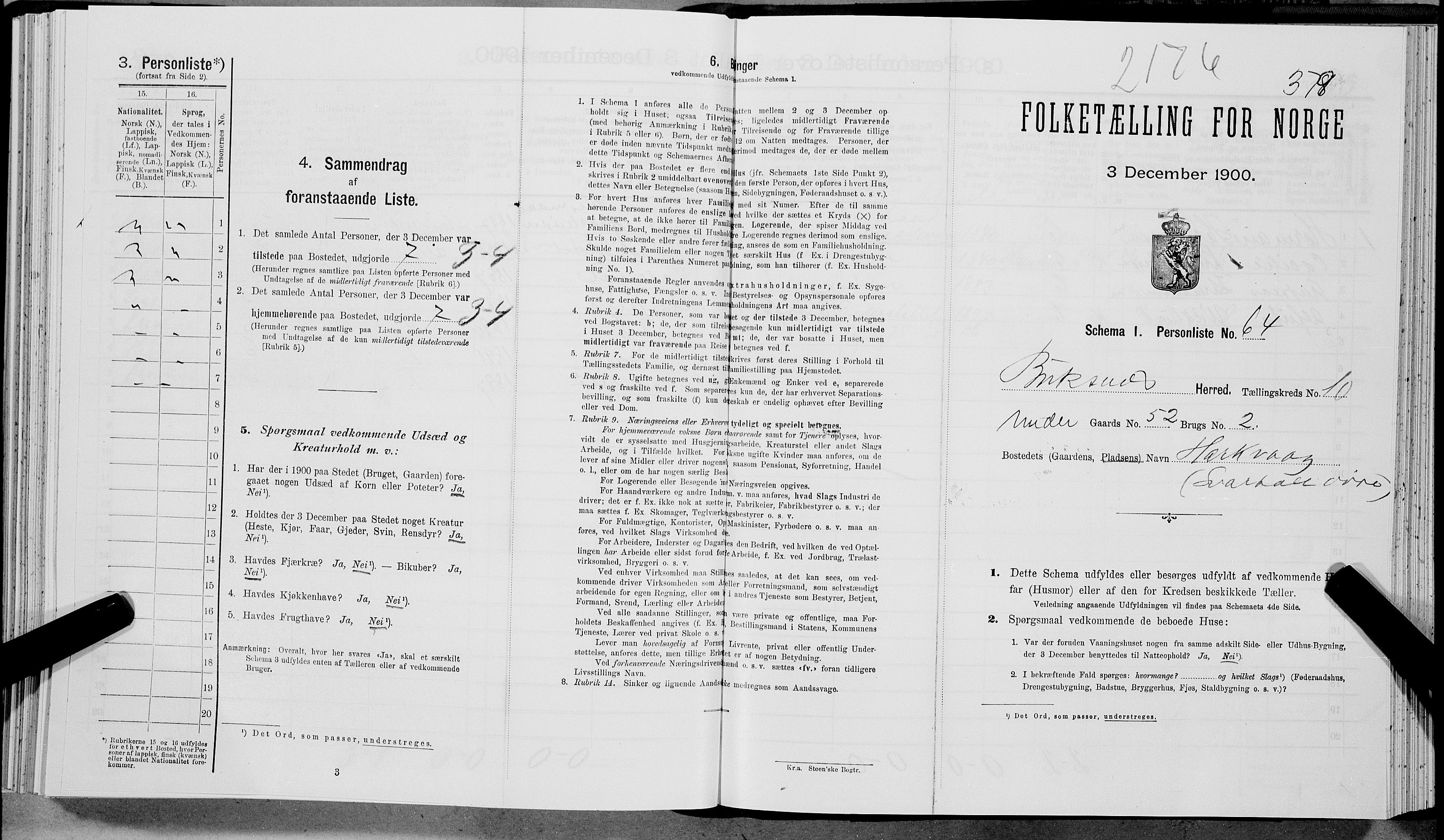 SAT, Folketelling 1900 for 1860 Buksnes herred, 1900, s. 1446