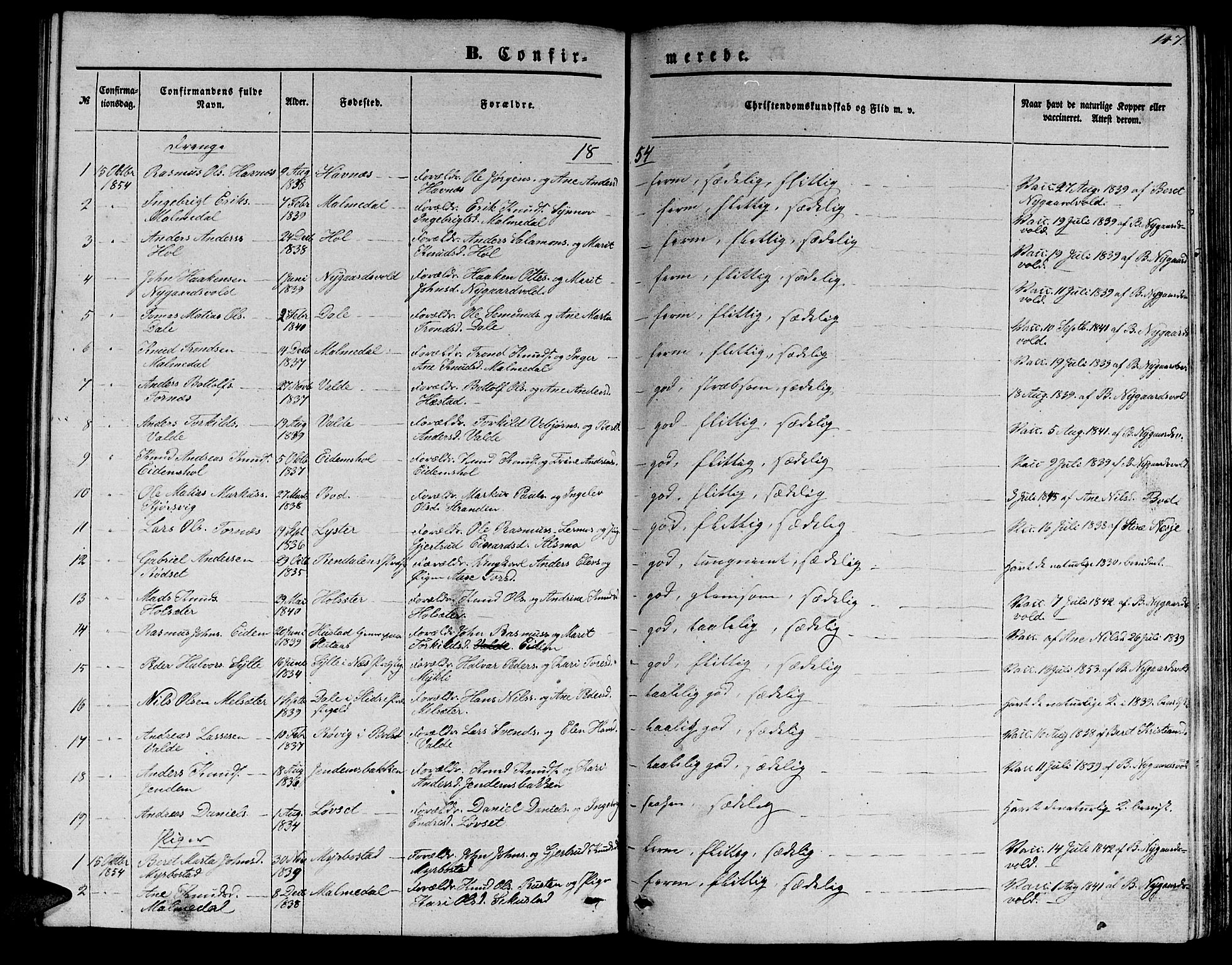 Ministerialprotokoller, klokkerbøker og fødselsregistre - Møre og Romsdal, AV/SAT-A-1454/565/L0753: Klokkerbok nr. 565C02, 1845-1870, s. 147