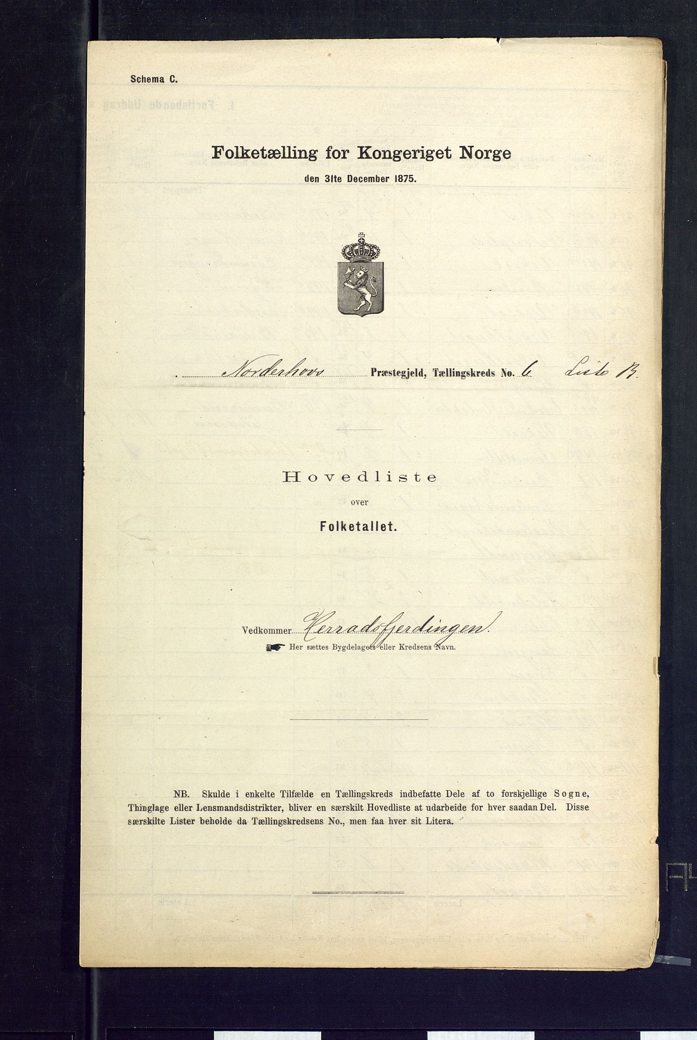 SAKO, Folketelling 1875 for 0613L Norderhov prestegjeld, Norderhov sokn, Haug sokn og Lunder sokn, 1875, s. 34