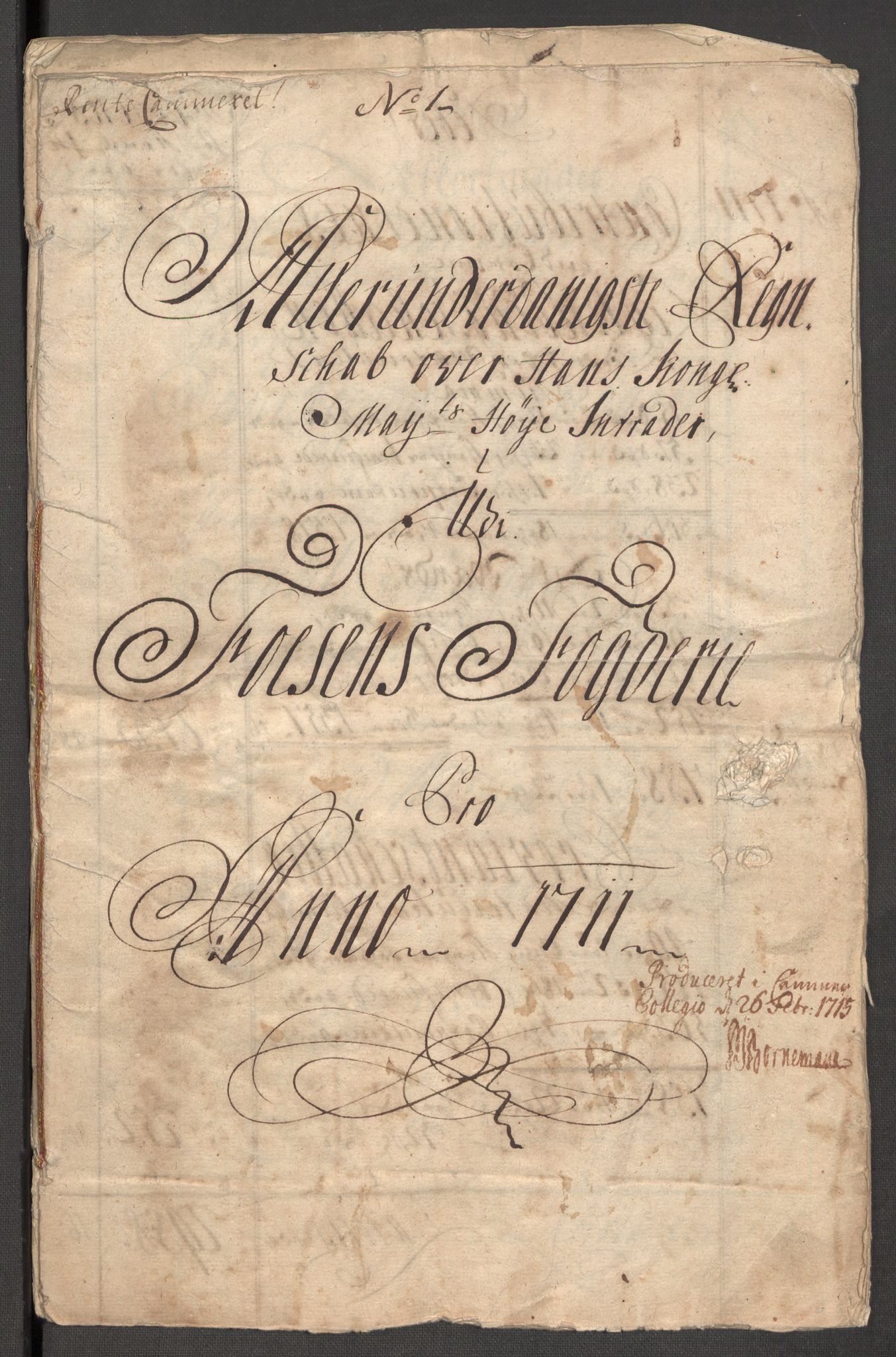 Rentekammeret inntil 1814, Reviderte regnskaper, Fogderegnskap, RA/EA-4092/R57/L3860: Fogderegnskap Fosen, 1711, s. 3