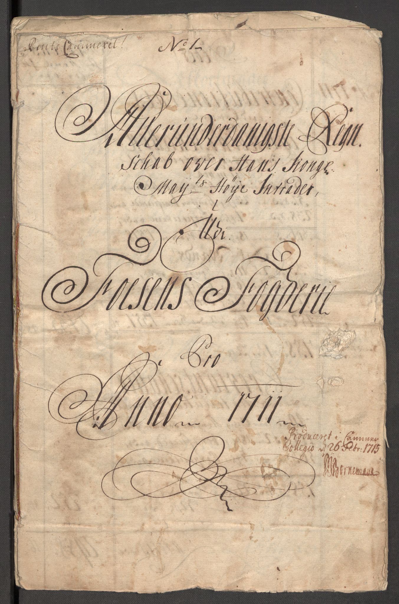 Rentekammeret inntil 1814, Reviderte regnskaper, Fogderegnskap, AV/RA-EA-4092/R57/L3860: Fogderegnskap Fosen, 1711, s. 3