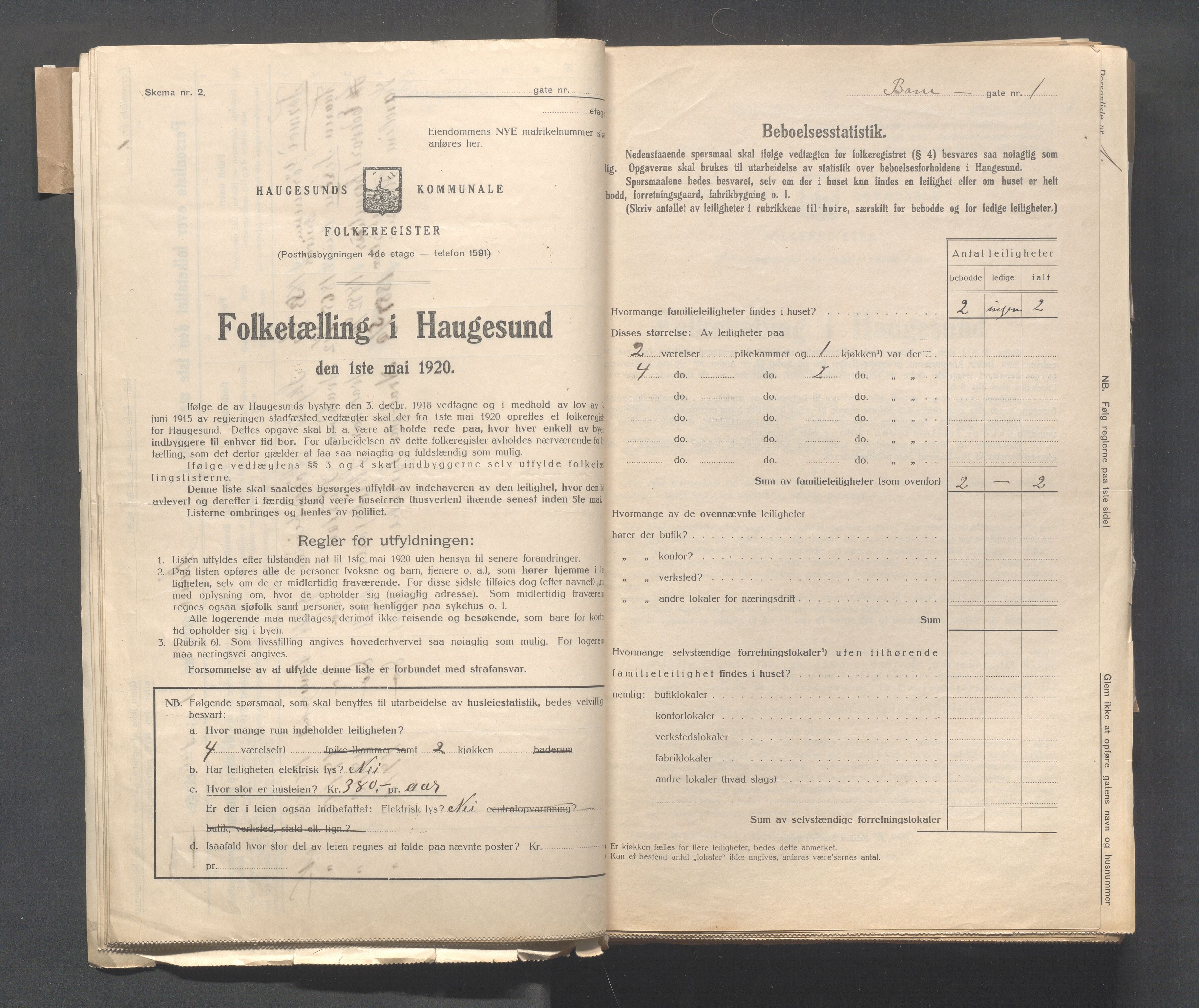 IKAR, Kommunal folketelling 1.5.1920 for Haugesund, 1920, s. 93