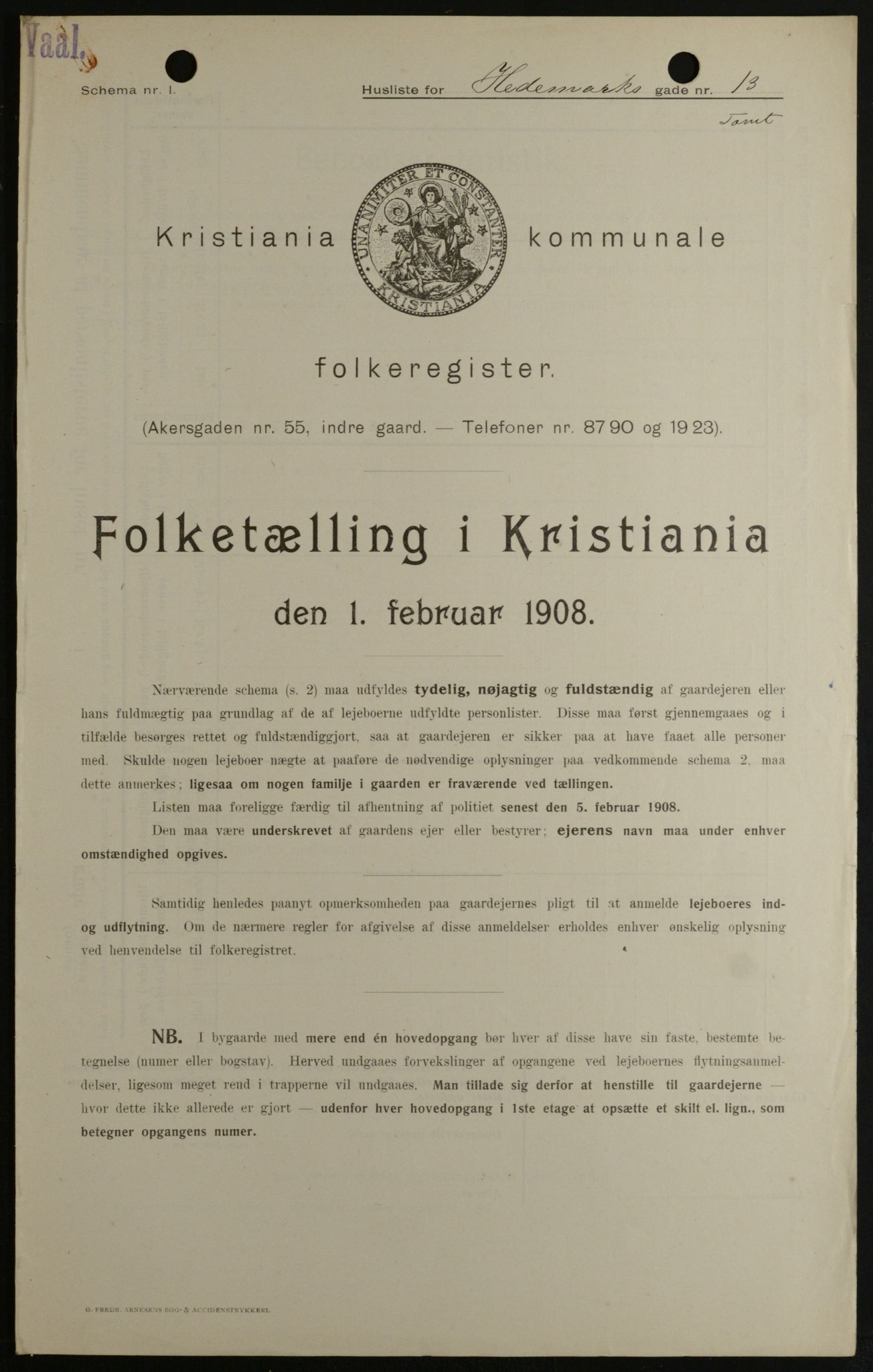 OBA, Kommunal folketelling 1.2.1908 for Kristiania kjøpstad, 1908, s. 32353