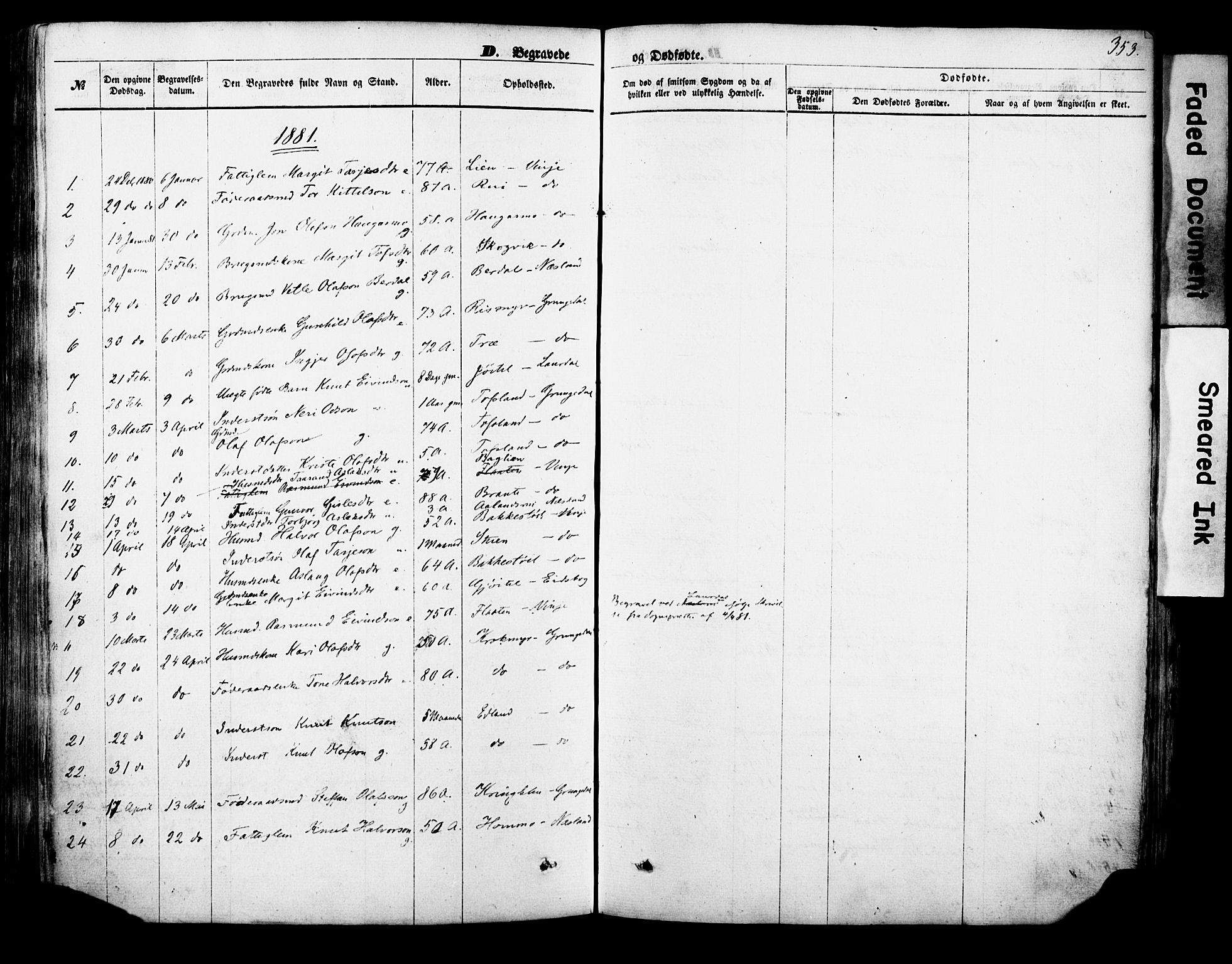 Vinje kirkebøker, AV/SAKO-A-312/F/Fa/L0005: Ministerialbok nr. I 5, 1870-1886, s. 353