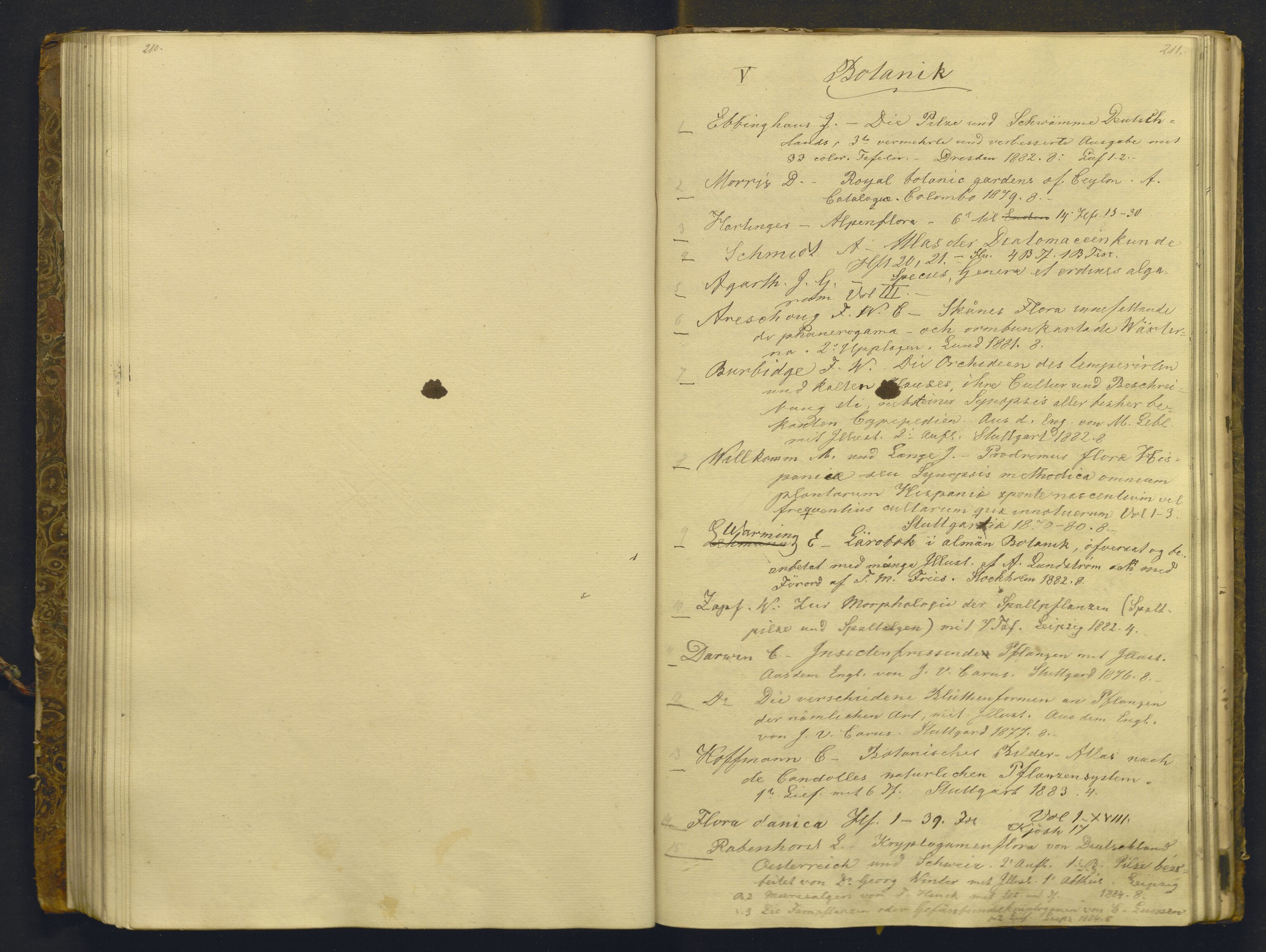 Bergens Museum, AV/SAB-A-17301/05/G/Gc/L0001: Tilleggskatalog til Naturhistorisk avdeling og Fastings bibliotek , 1882-1888, s. 210-211