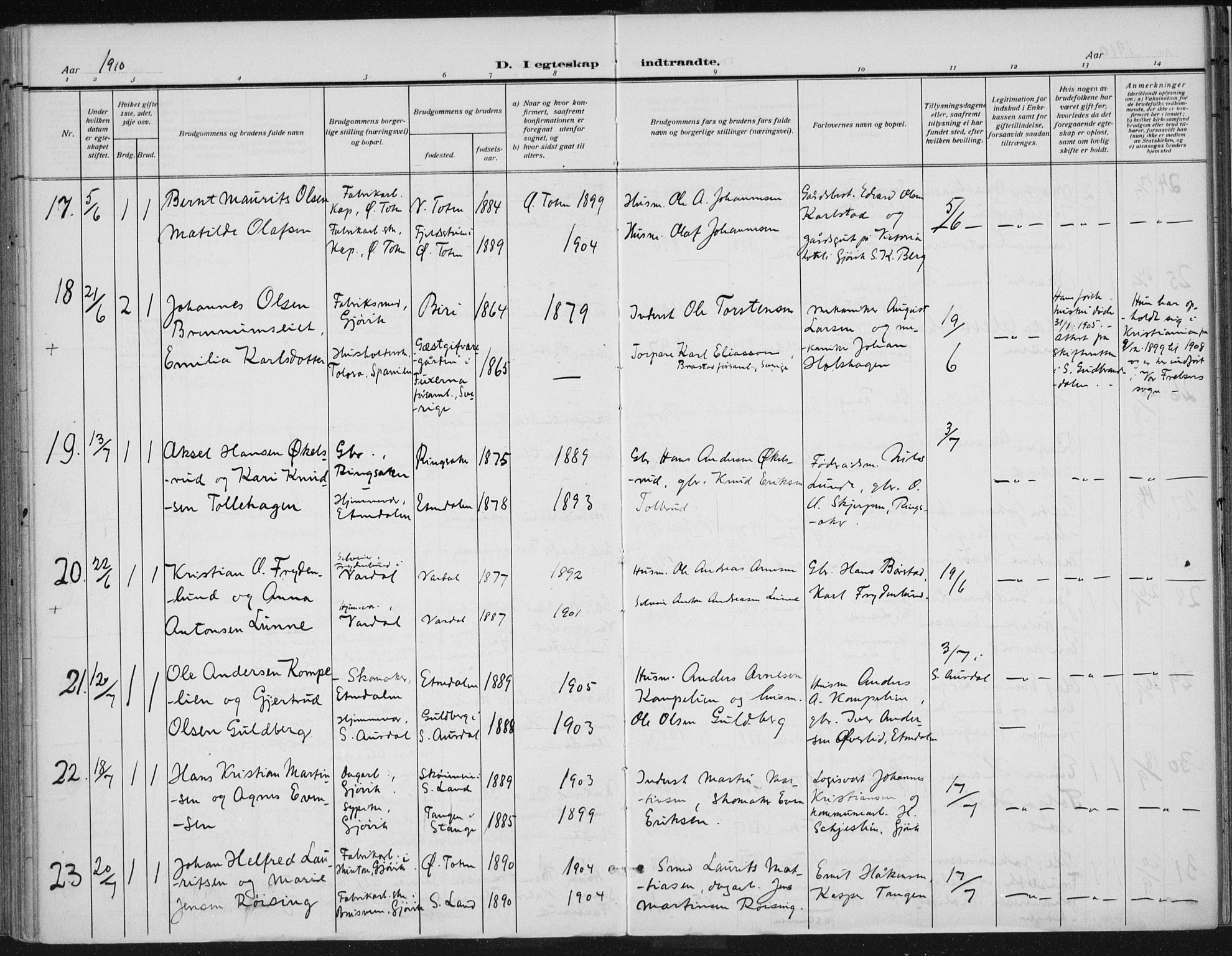 Vardal prestekontor, AV/SAH-PREST-100/H/Ha/Haa/L0013: Ministerialbok nr. 13, 1901-1911