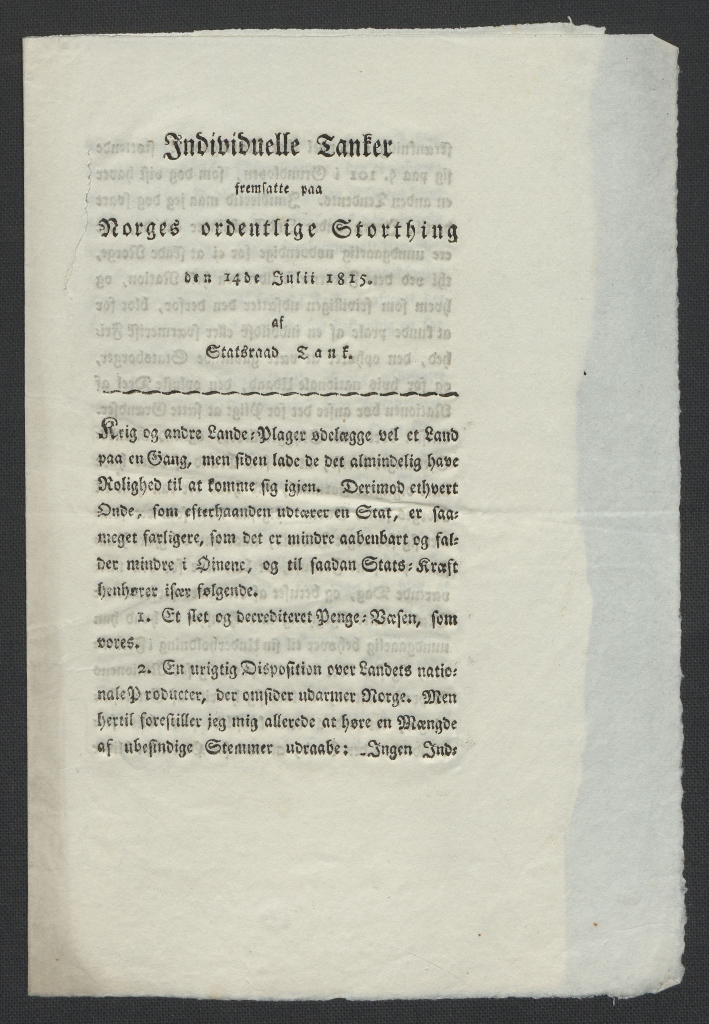 Christie, Wilhelm Frimann Koren, AV/RA-PA-0014/F/L0005: Christies dokumenter fra Stortinget, 1815-1816, s. 501