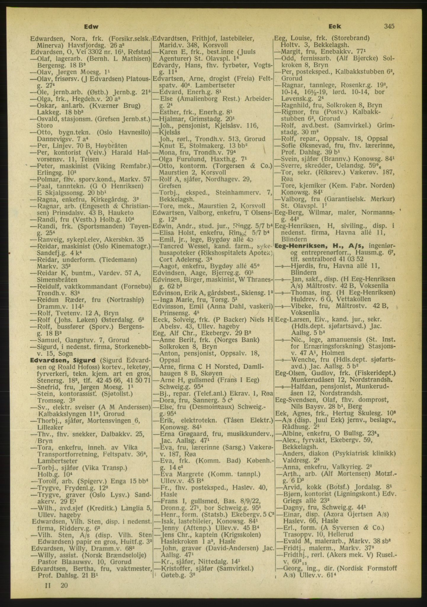 Kristiania/Oslo adressebok, PUBL/-, 1956-1957, s. 345