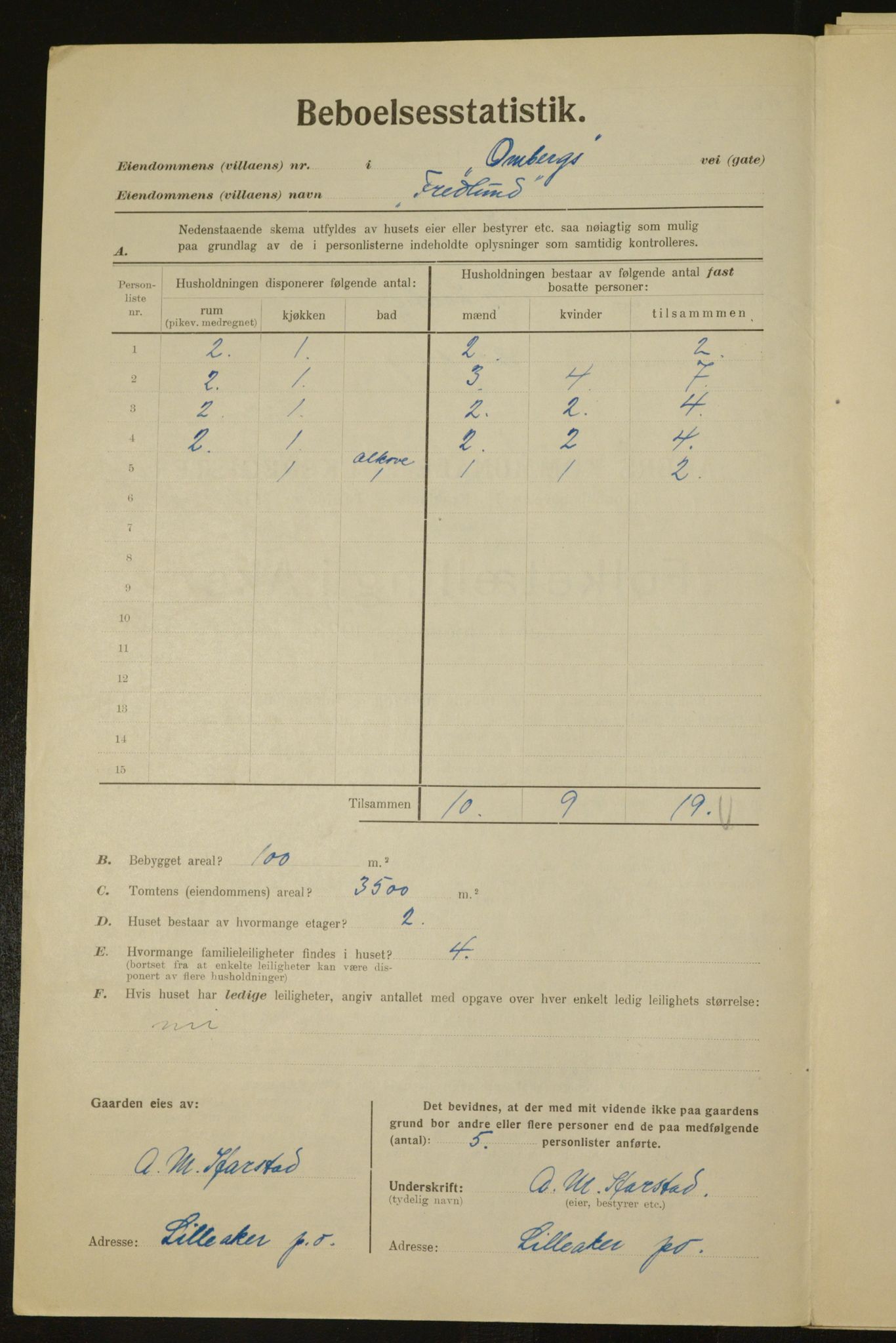 , Kommunal folketelling 1.12.1923 for Aker, 1923, s. 1697