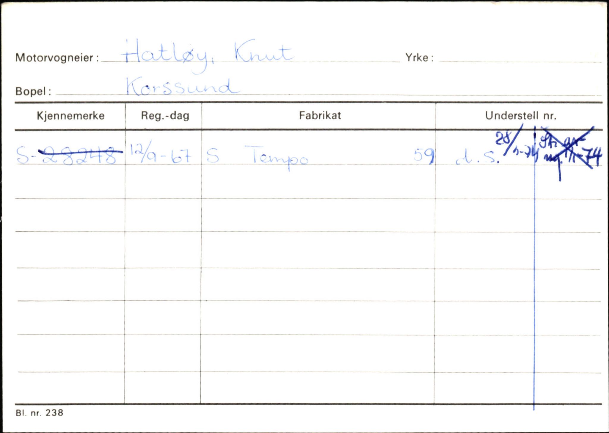 Statens vegvesen, Sogn og Fjordane vegkontor, AV/SAB-A-5301/4/F/L0132: Eigarregister Askvoll A-Å. Balestrand A-Å, 1945-1975, s. 485