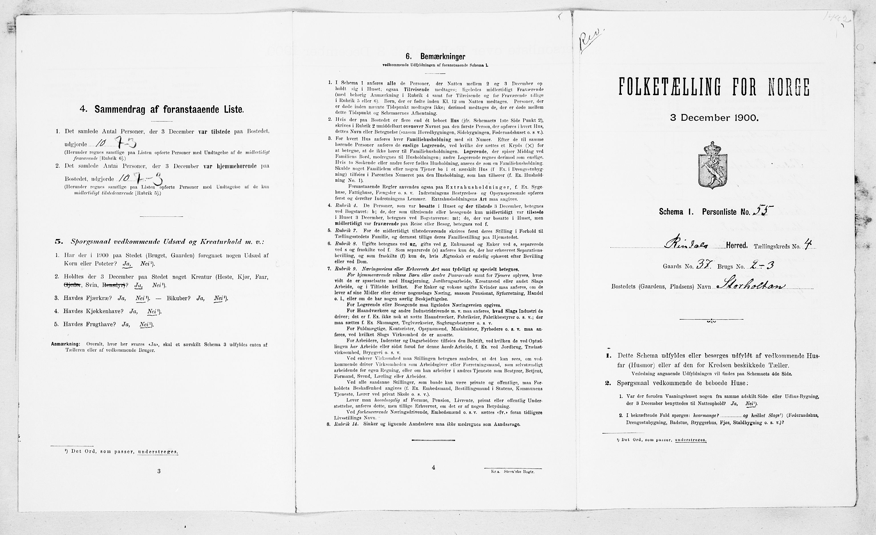 SAT, Folketelling 1900 for 1567 Rindal herred, 1900, s. 484