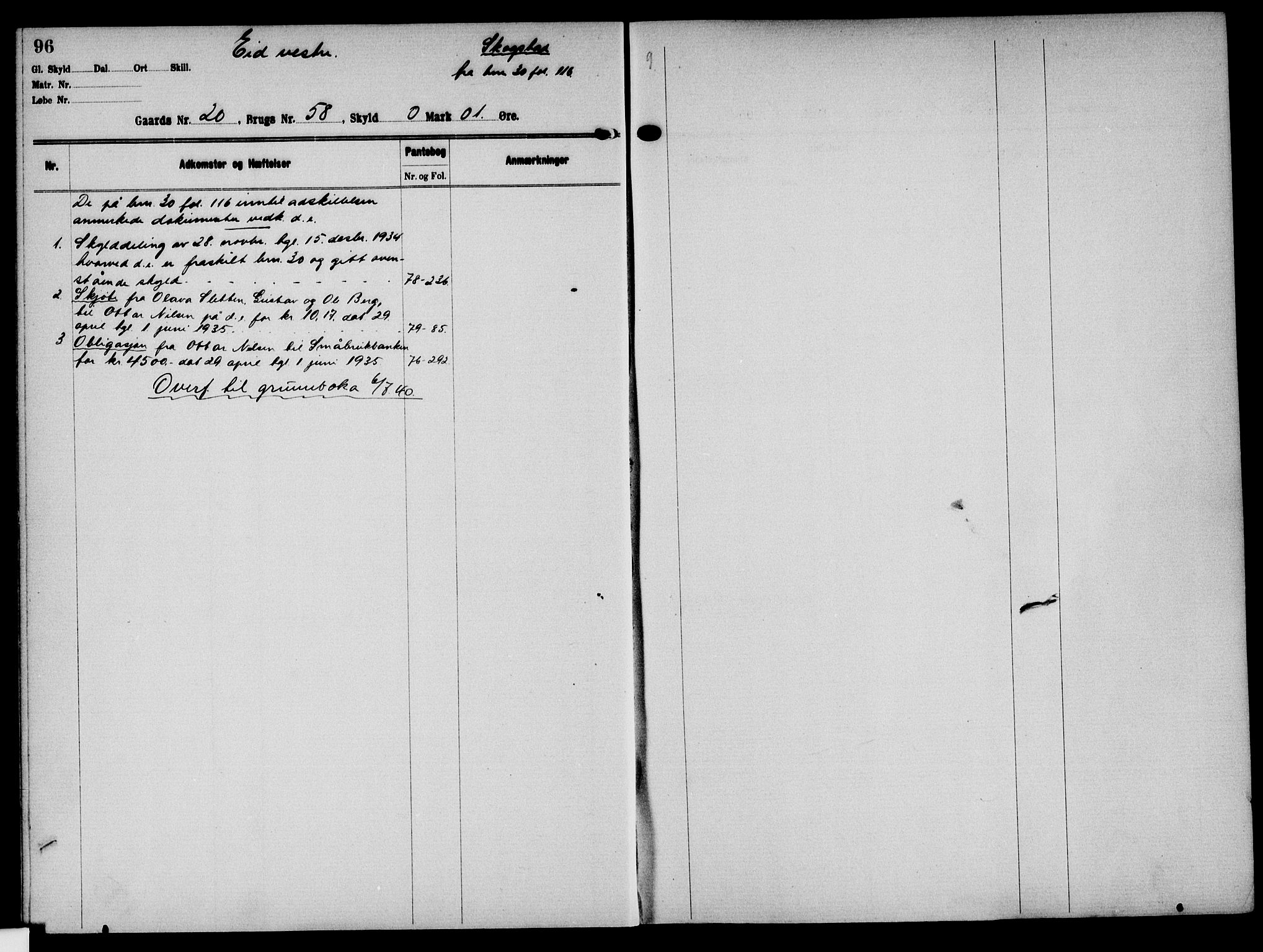 Solør tingrett, AV/SAH-TING-008/H/Ha/Hak/L0002: Panteregister nr. II, 1900-1935, s. 96