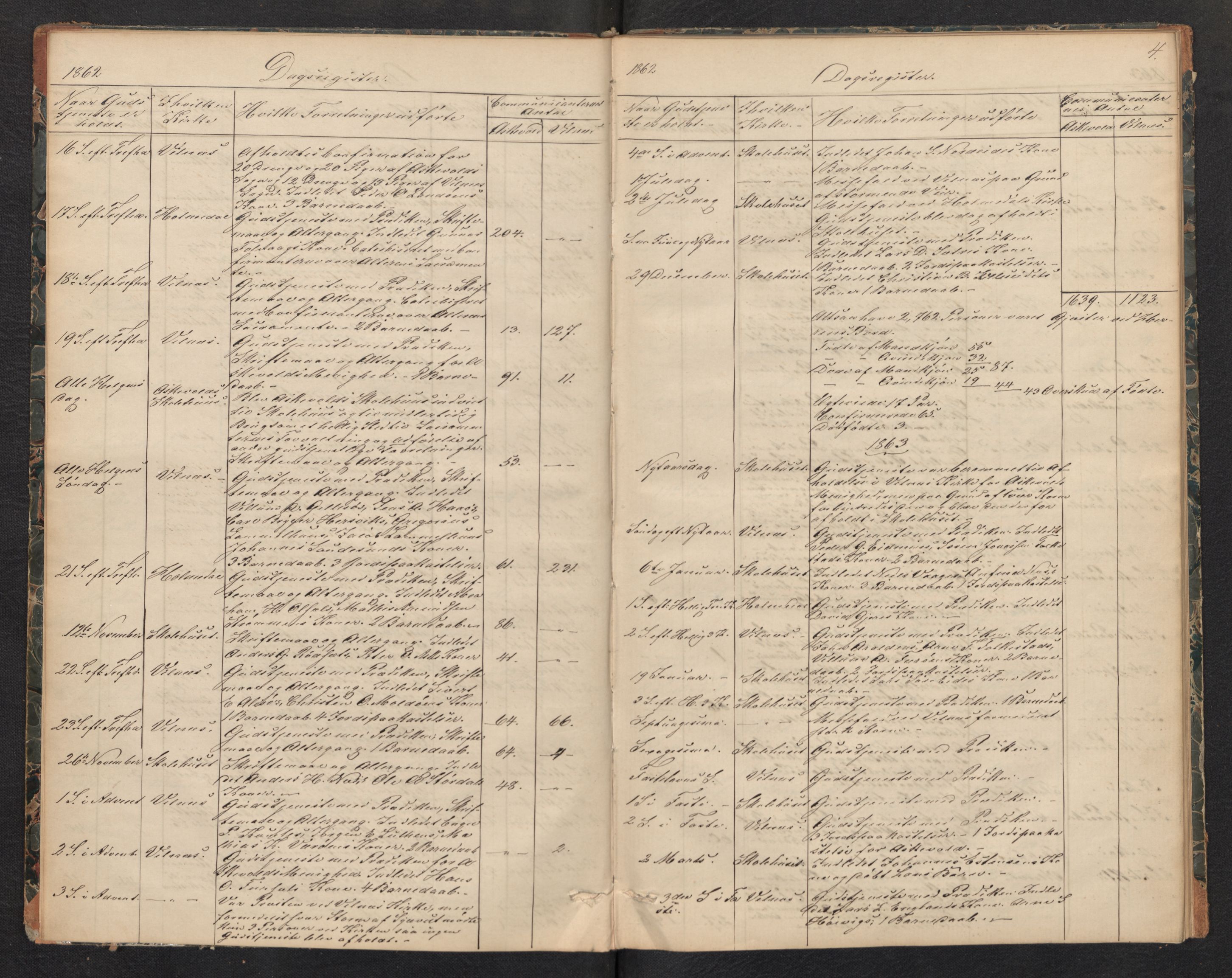 Askvoll sokneprestembete, SAB/A-79501/H/Haa/Haad/L0001: Dagregister nr. D 1, 1862-1878, s. 3b-4a