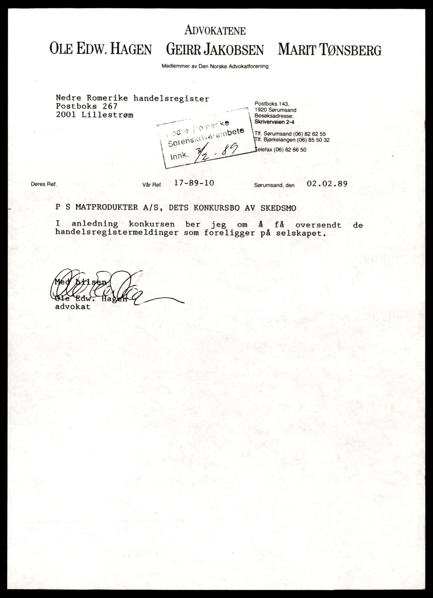 Nedre Romerike sorenskriveri, SAT/A-10469/K/Ke/Kea/L0019: Enkeltmannsforetak, aksjeselskap og andelslag, Ps - Romerike R, 1944-1989