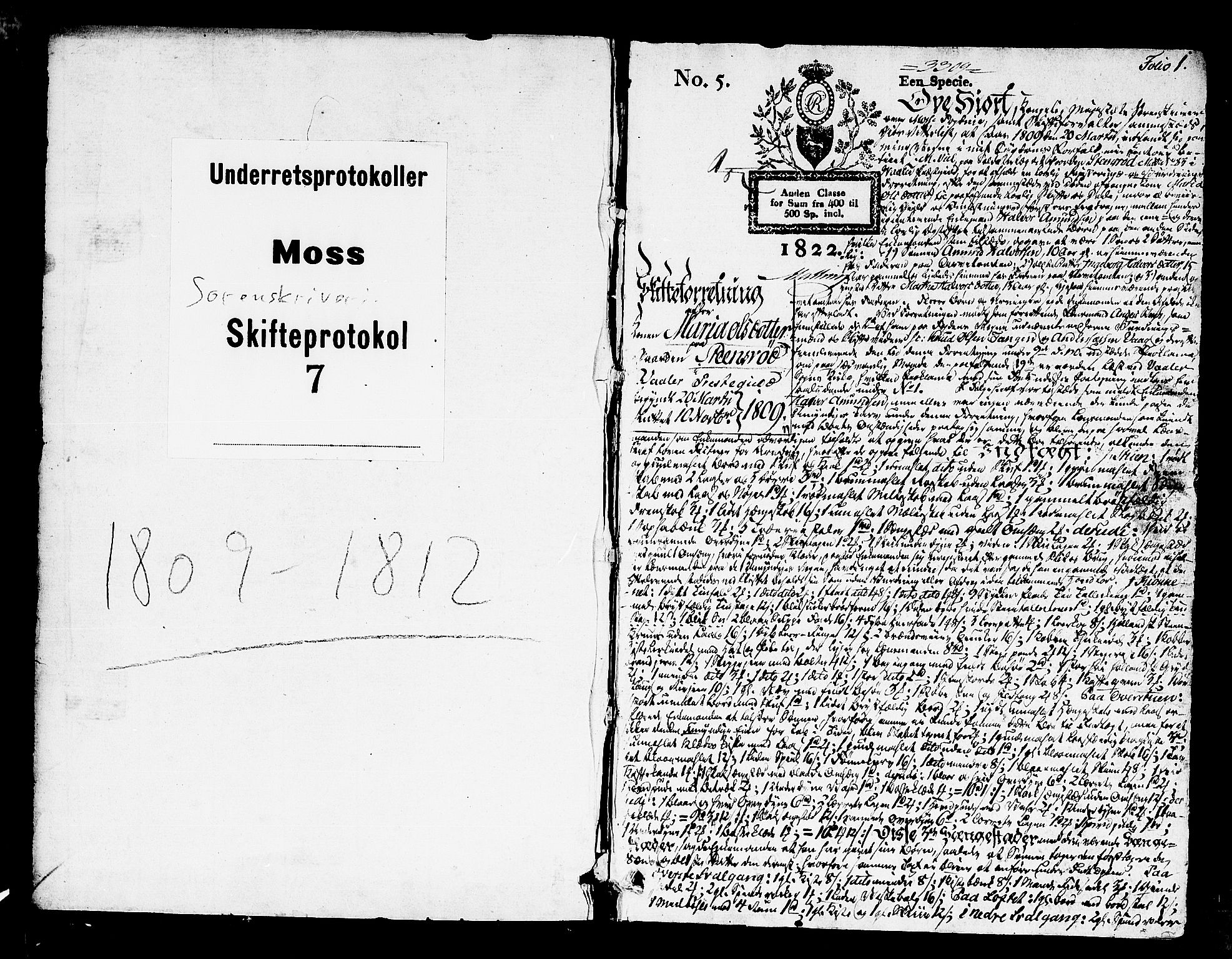 Moss sorenskriveri, SAO/A-10168, 1809-1812, s. 0b-1a