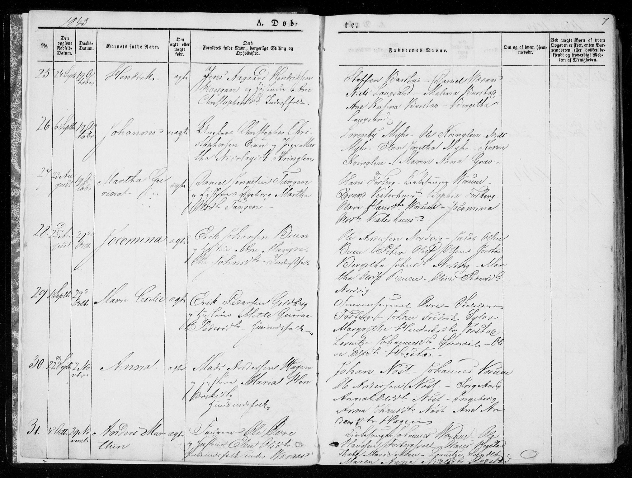 Ministerialprotokoller, klokkerbøker og fødselsregistre - Nord-Trøndelag, SAT/A-1458/722/L0218: Ministerialbok nr. 722A05, 1843-1868, s. 7