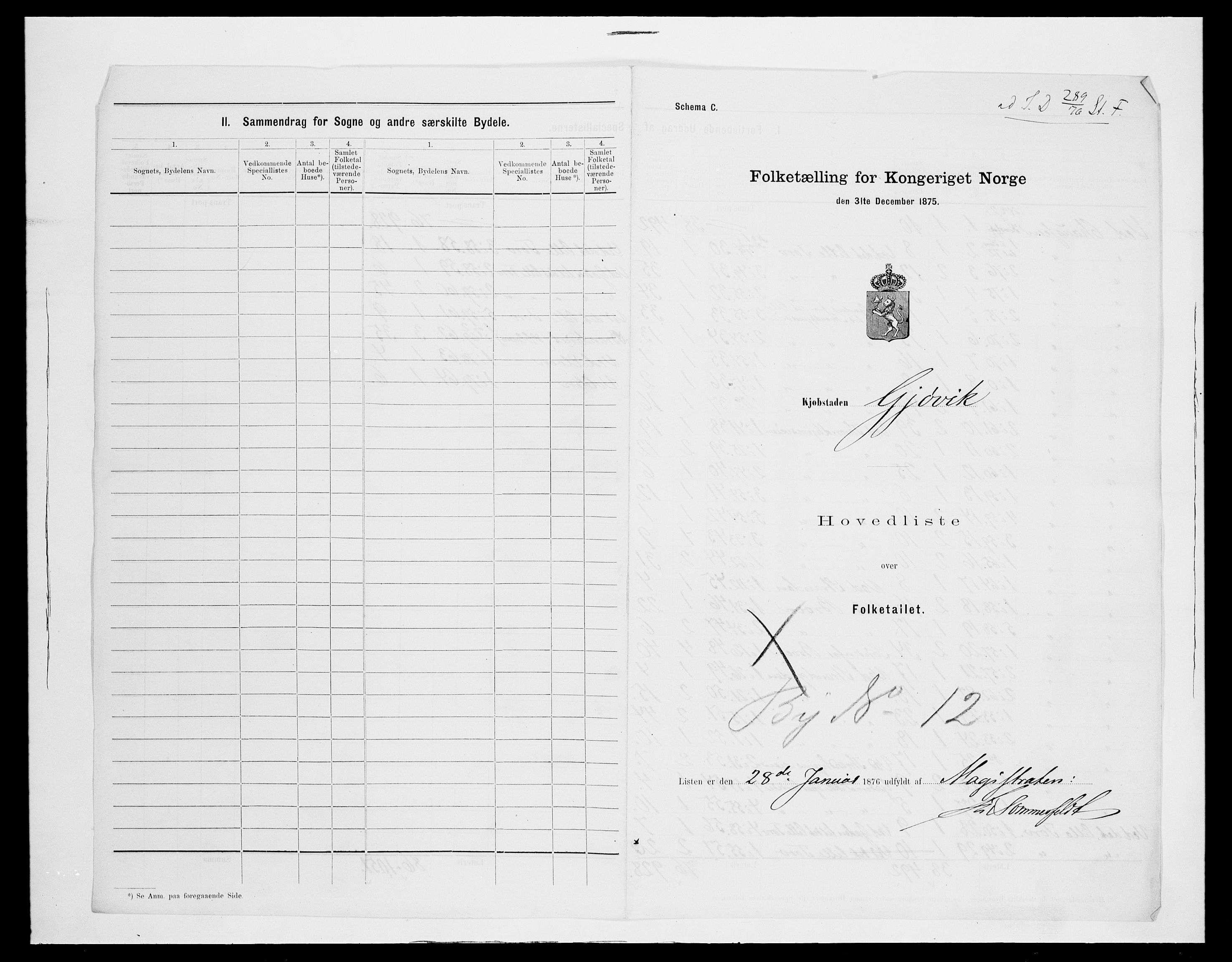 SAH, Folketelling 1875 for 0502B Vardal prestegjeld, Gjøvik kjøpstad, 1875, s. 5