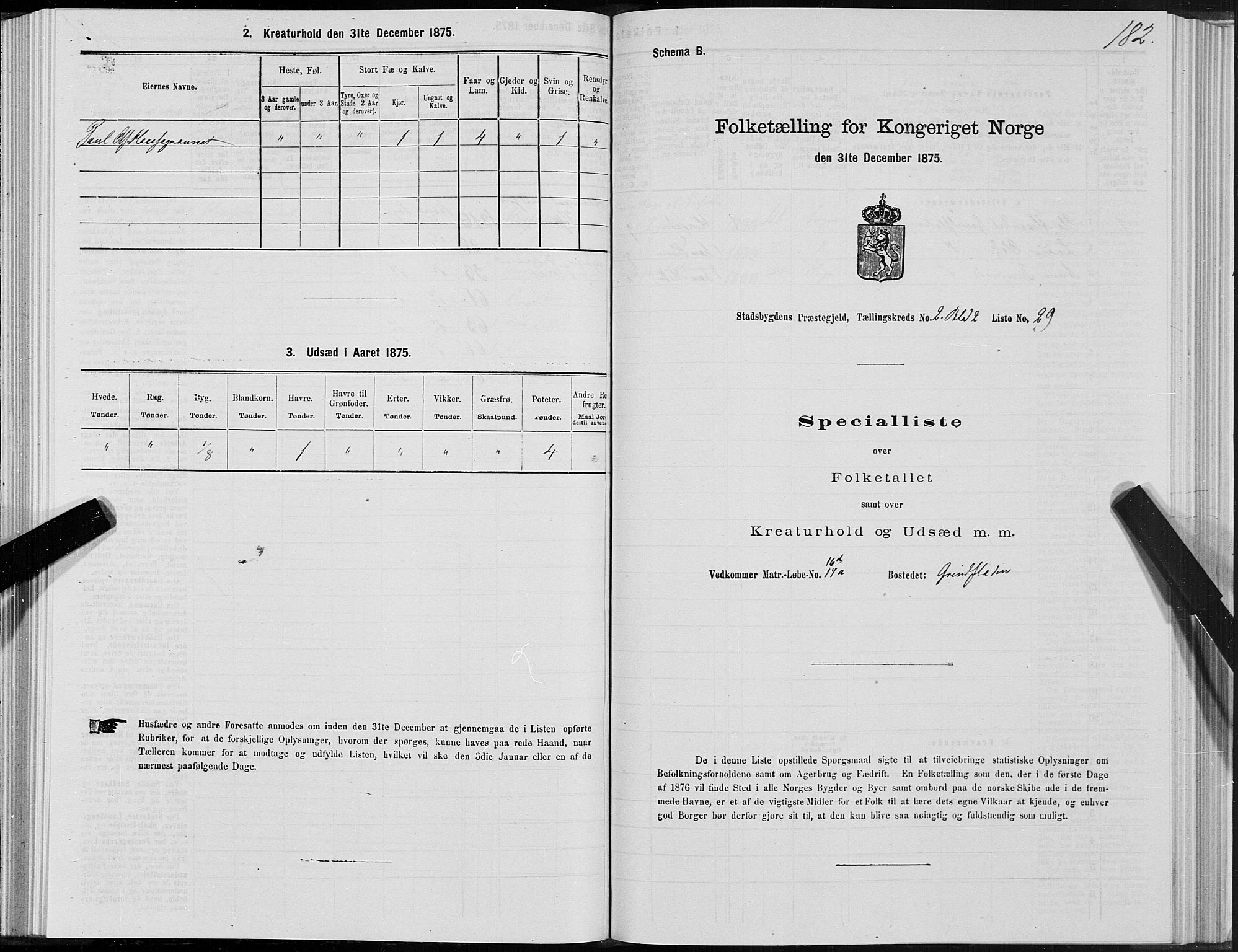 SAT, Folketelling 1875 for 1625P Stadsbygd prestegjeld, 1875, s. 1182