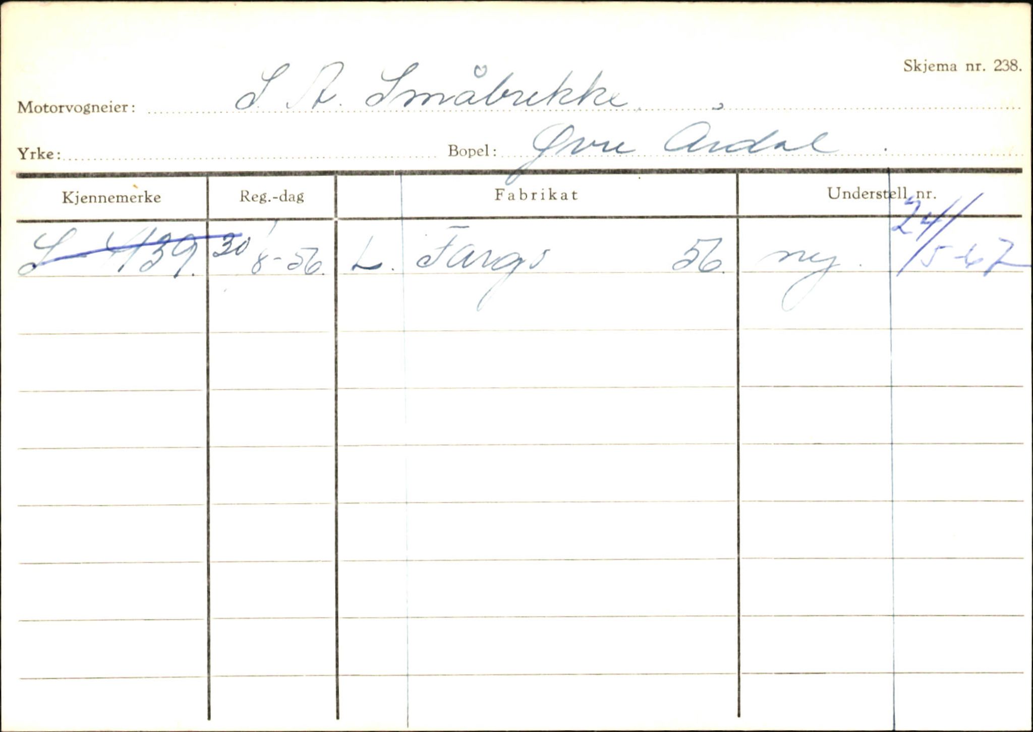 Statens vegvesen, Sogn og Fjordane vegkontor, AV/SAB-A-5301/4/F/L0146: Registerkort Årdal R-Å samt diverse kort, 1945-1975, s. 478