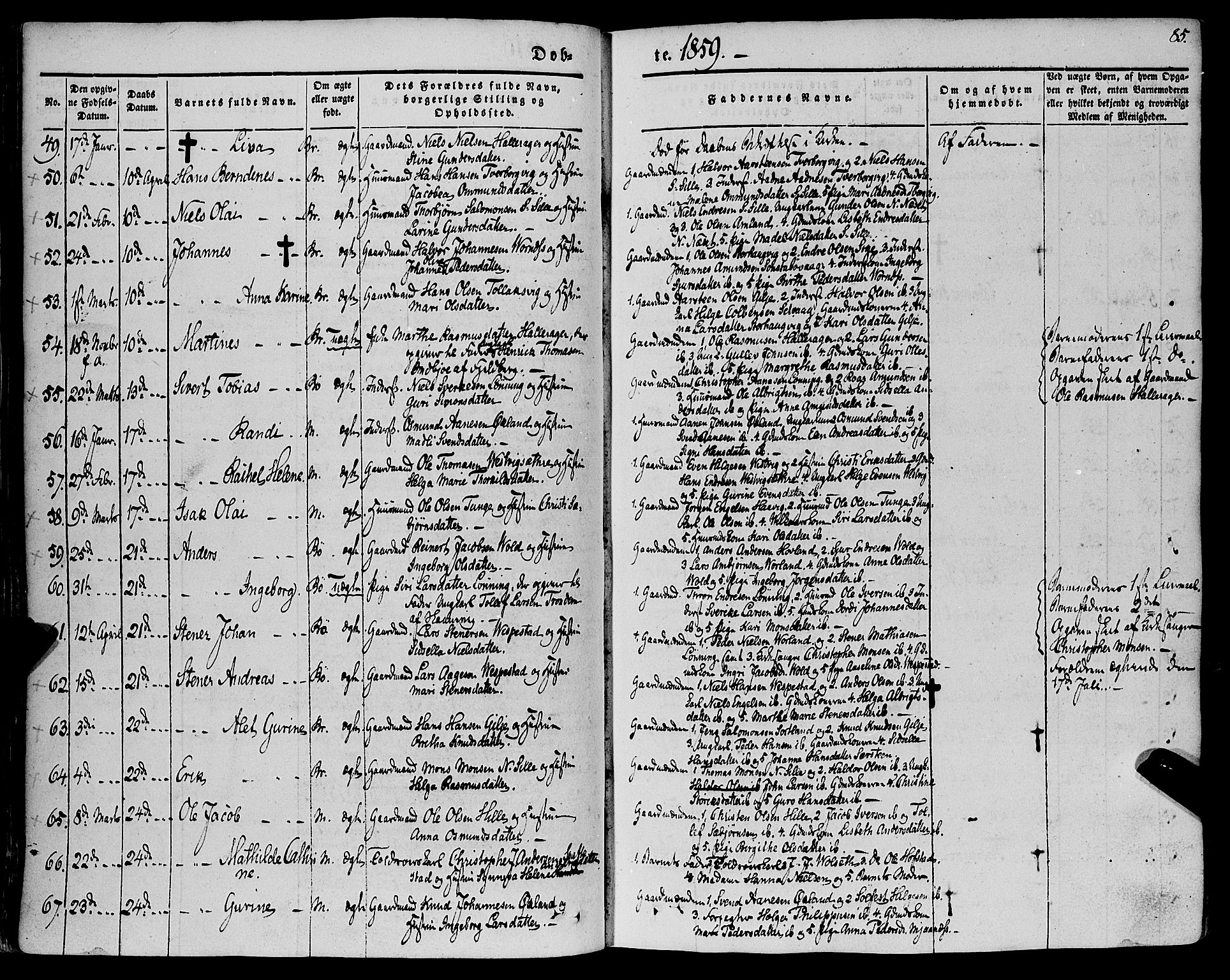 Finnås sokneprestembete, AV/SAB-A-99925/H/Ha/Haa/Haaa/L0007: Ministerialbok nr. A 7, 1850-1862, s. 85