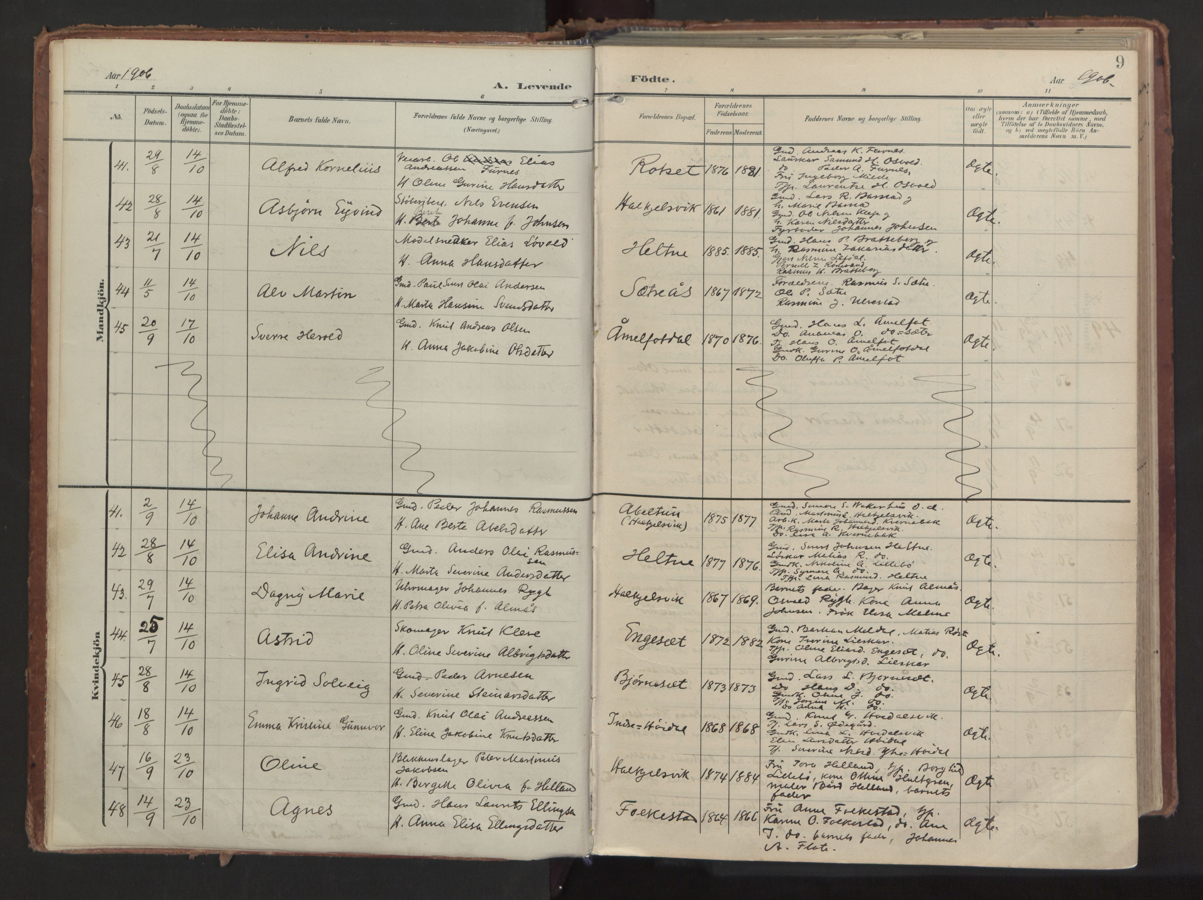 Ministerialprotokoller, klokkerbøker og fødselsregistre - Møre og Romsdal, AV/SAT-A-1454/511/L0144: Ministerialbok nr. 511A11, 1906-1923, s. 9