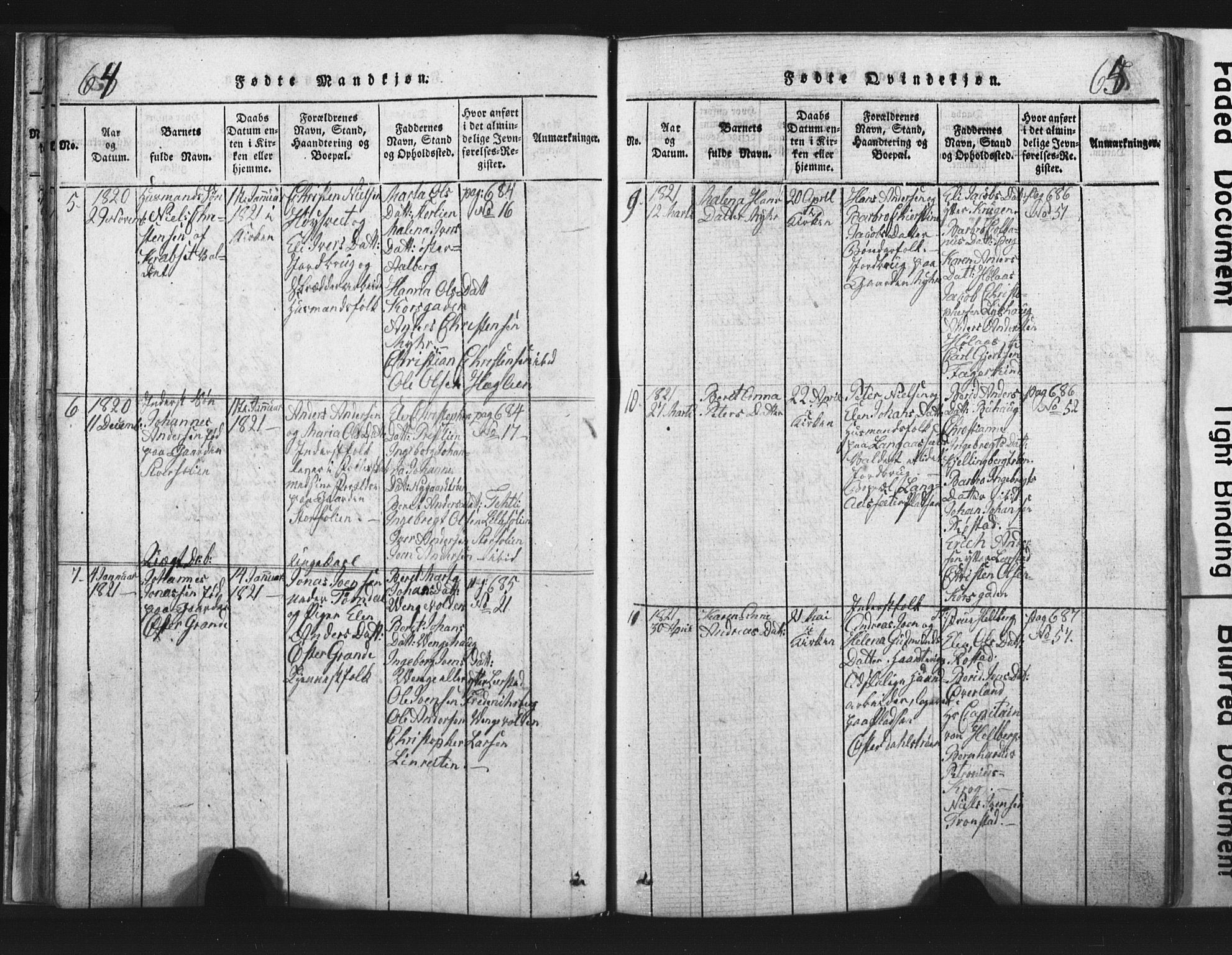 Ministerialprotokoller, klokkerbøker og fødselsregistre - Nord-Trøndelag, SAT/A-1458/701/L0017: Klokkerbok nr. 701C01, 1817-1825, s. 64-65