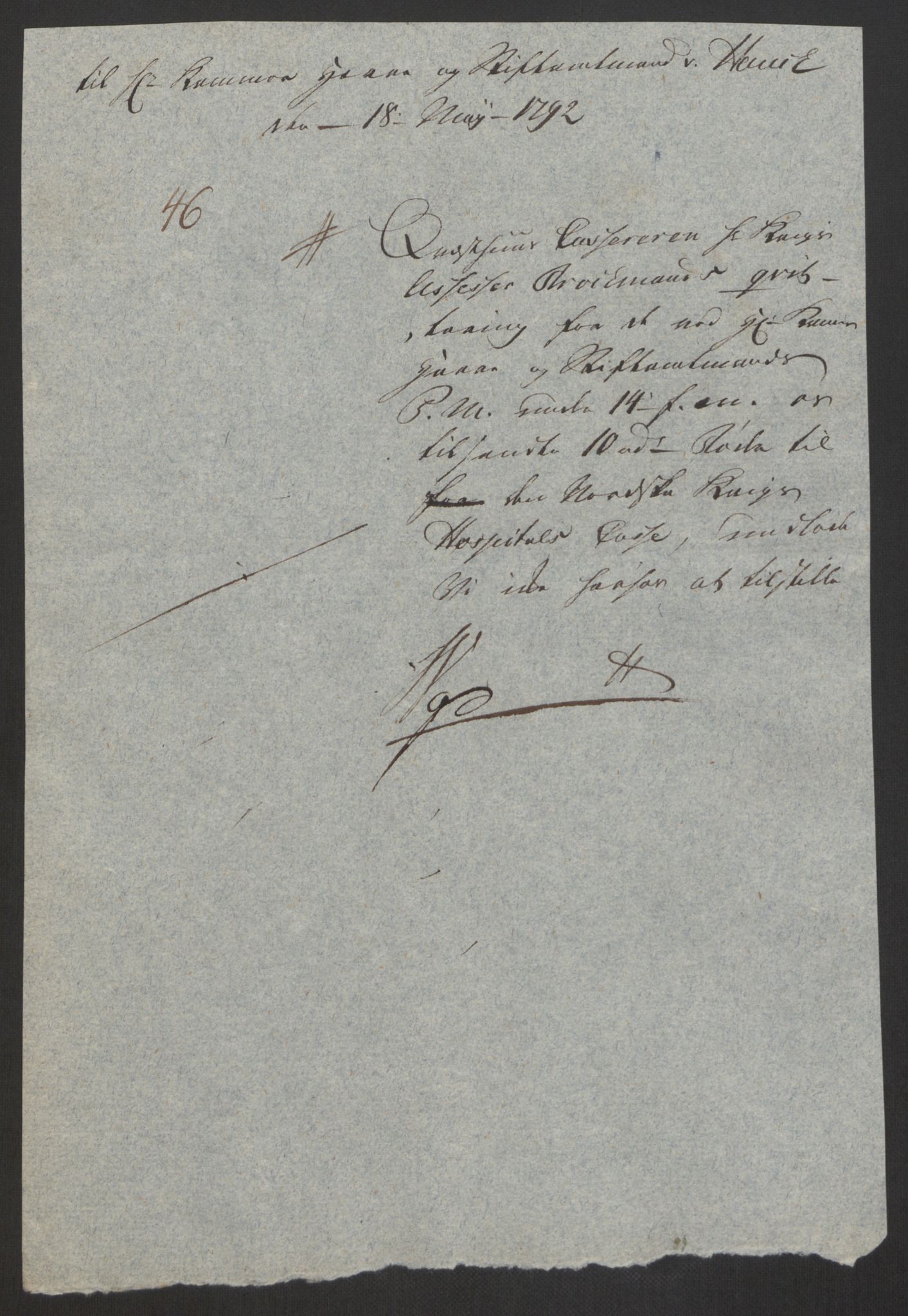 Forsvaret, Den norske kvesthuskasse/krigshospitalkasse, AV/RA-RAFA-1887/F/Fa/L0008: Konsepter, 1790-1793, s. 810