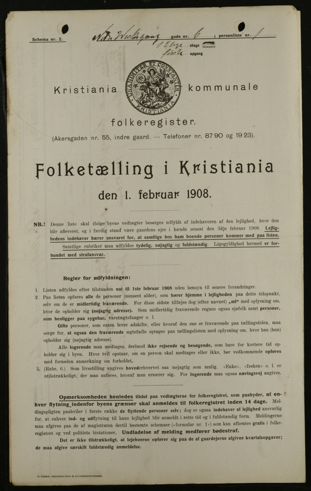 OBA, Kommunal folketelling 1.2.1908 for Kristiania kjøpstad, 1908, s. 62344