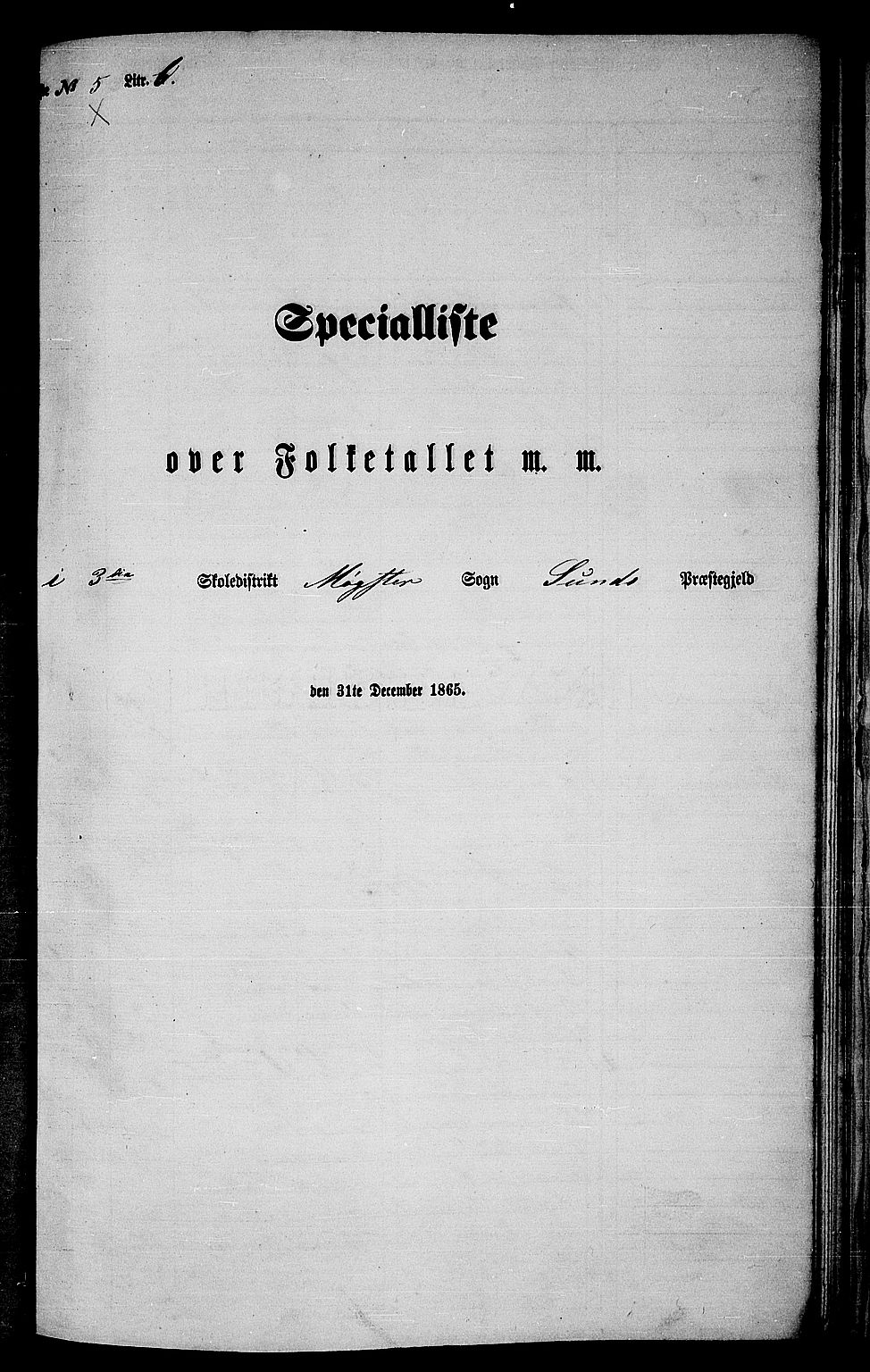 RA, Folketelling 1865 for 1245P Sund prestegjeld, 1865, s. 153