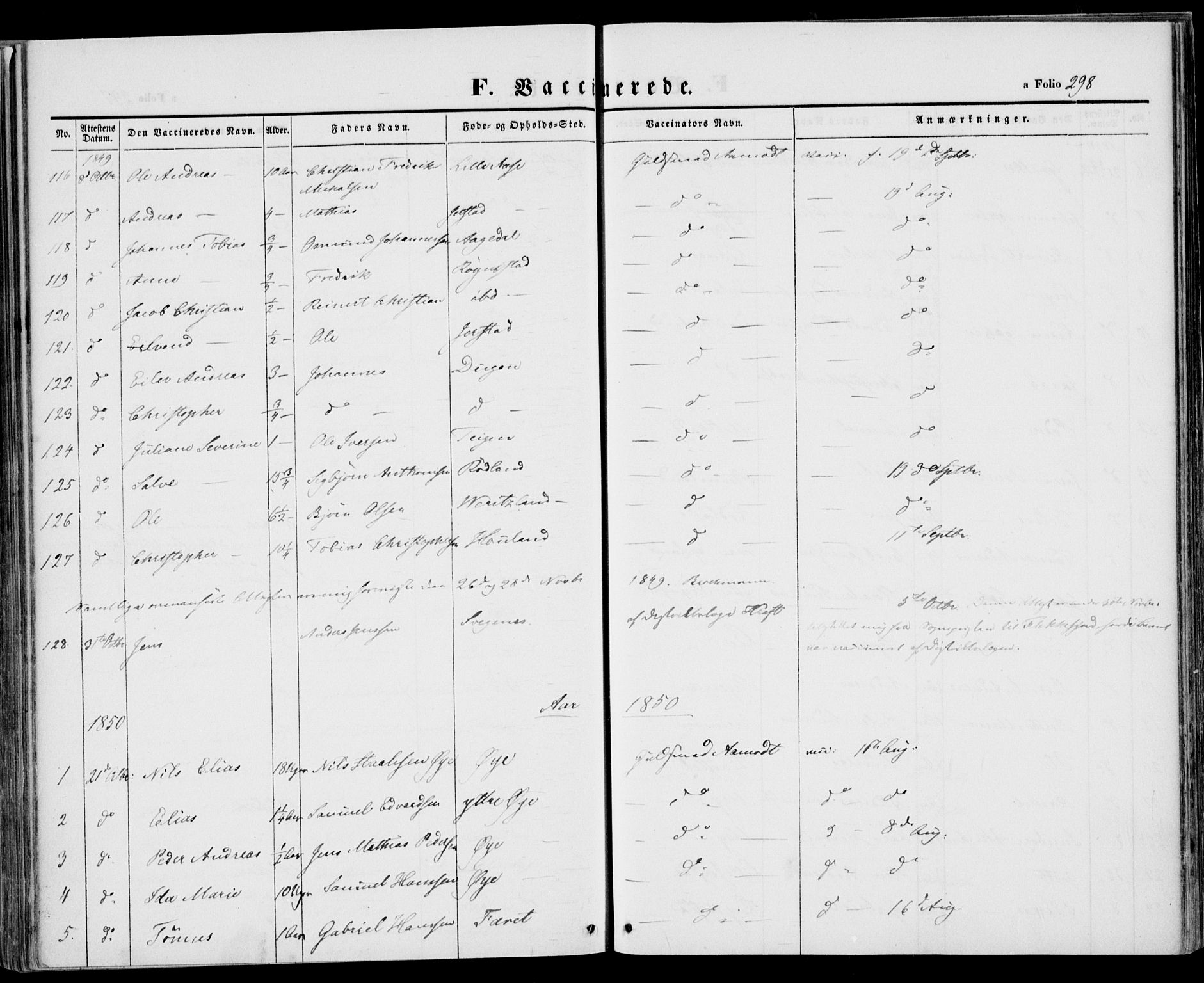 Kvinesdal sokneprestkontor, SAK/1111-0026/F/Fa/Fab/L0005: Ministerialbok nr. A 5, 1844-1857, s. 298