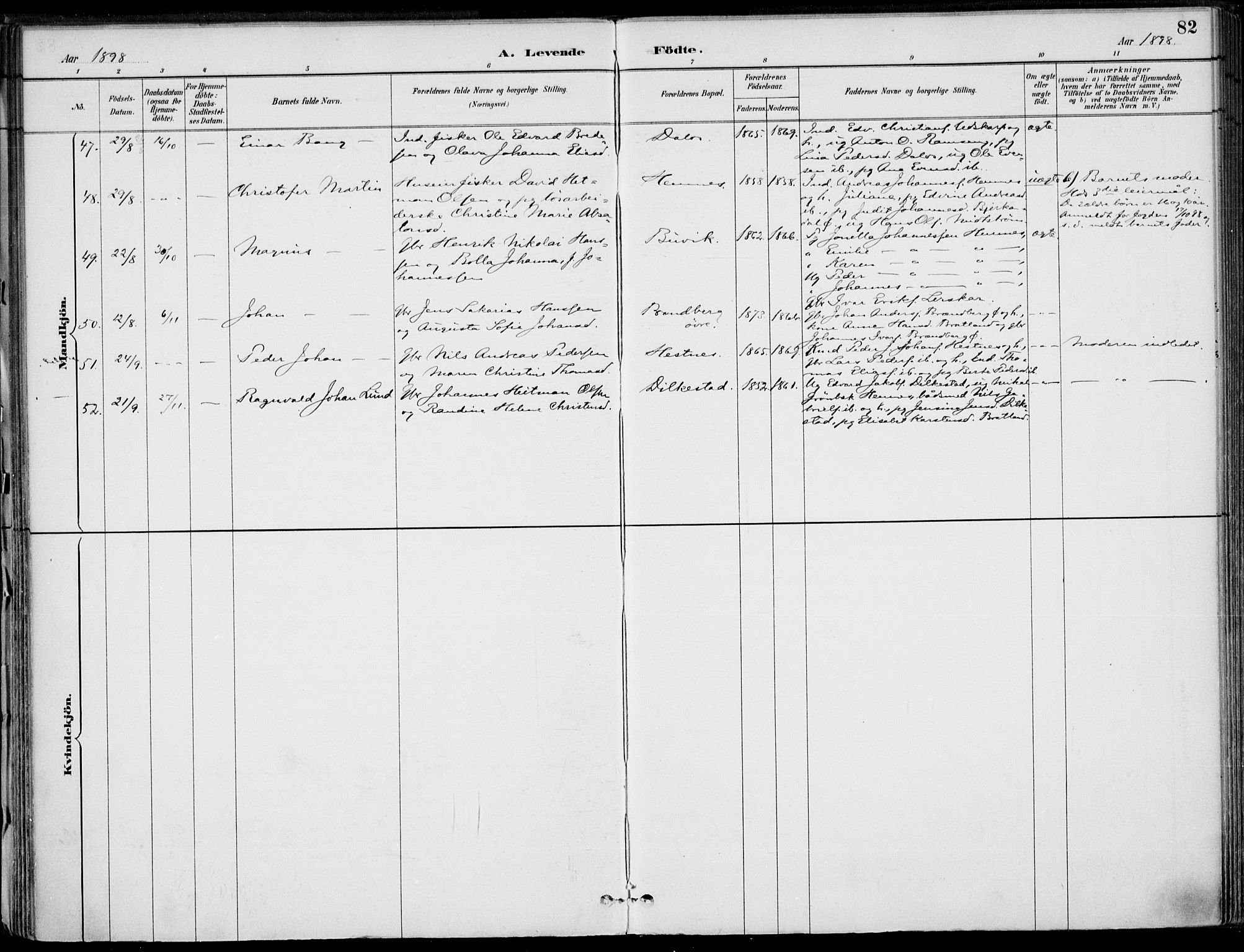 Ministerialprotokoller, klokkerbøker og fødselsregistre - Nordland, AV/SAT-A-1459/825/L0362: Ministerialbok nr. 825A16, 1886-1908, s. 82