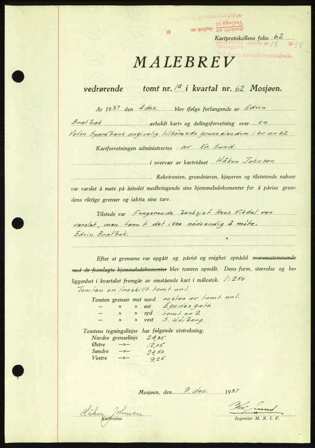 Alstahaug sorenskriveri, SAT/A-1009: Pantebok nr. A3, 1937-1938, Dagboknr: 13/1938