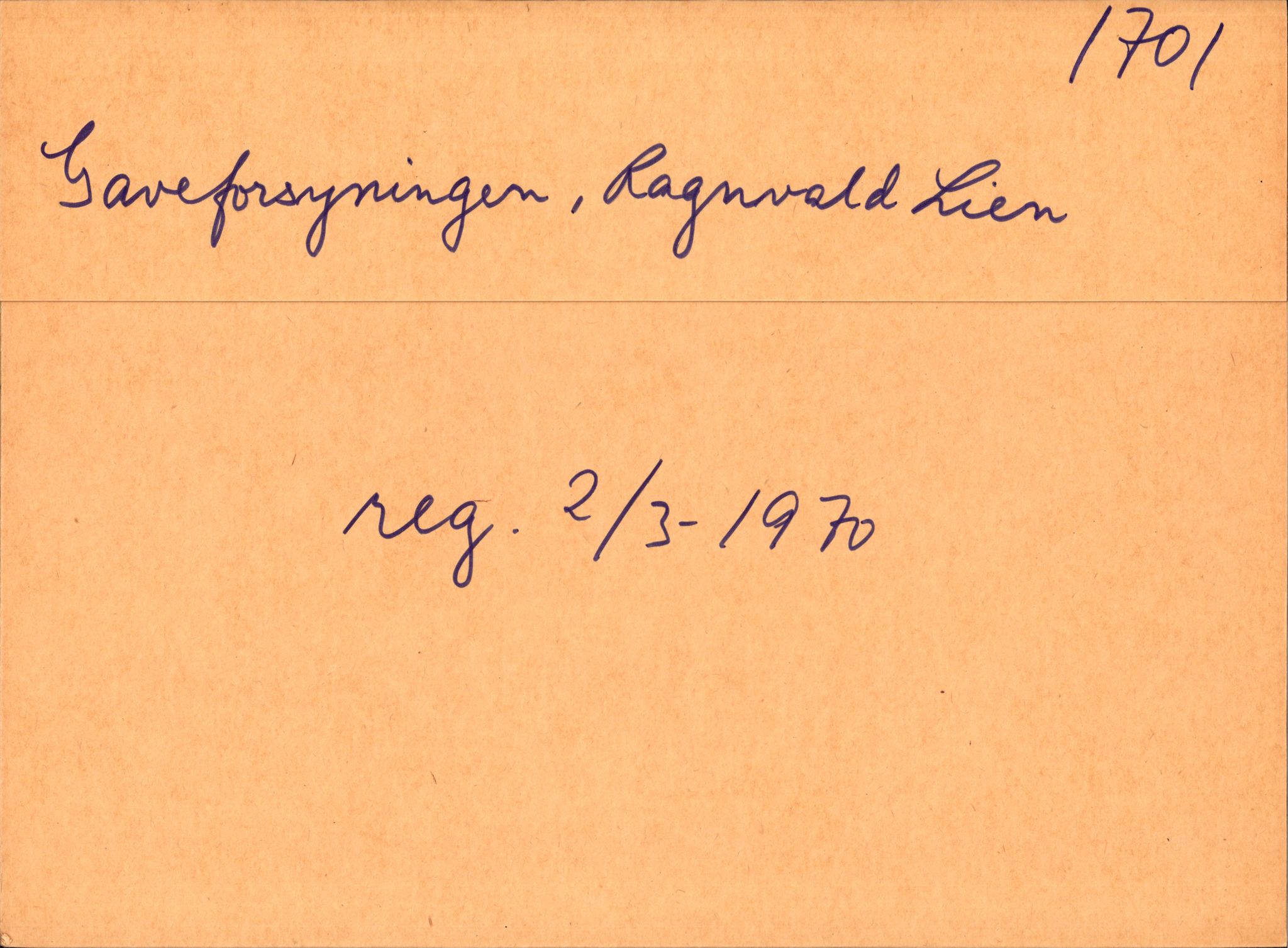 Stavanger byfogd, AV/SAST-A-101408/002/J/Jd/Jde/L0007: Registreringsmeldinger og bilag. Enkeltmannsforetak, 1701-1825, 1970-1982, s. 1